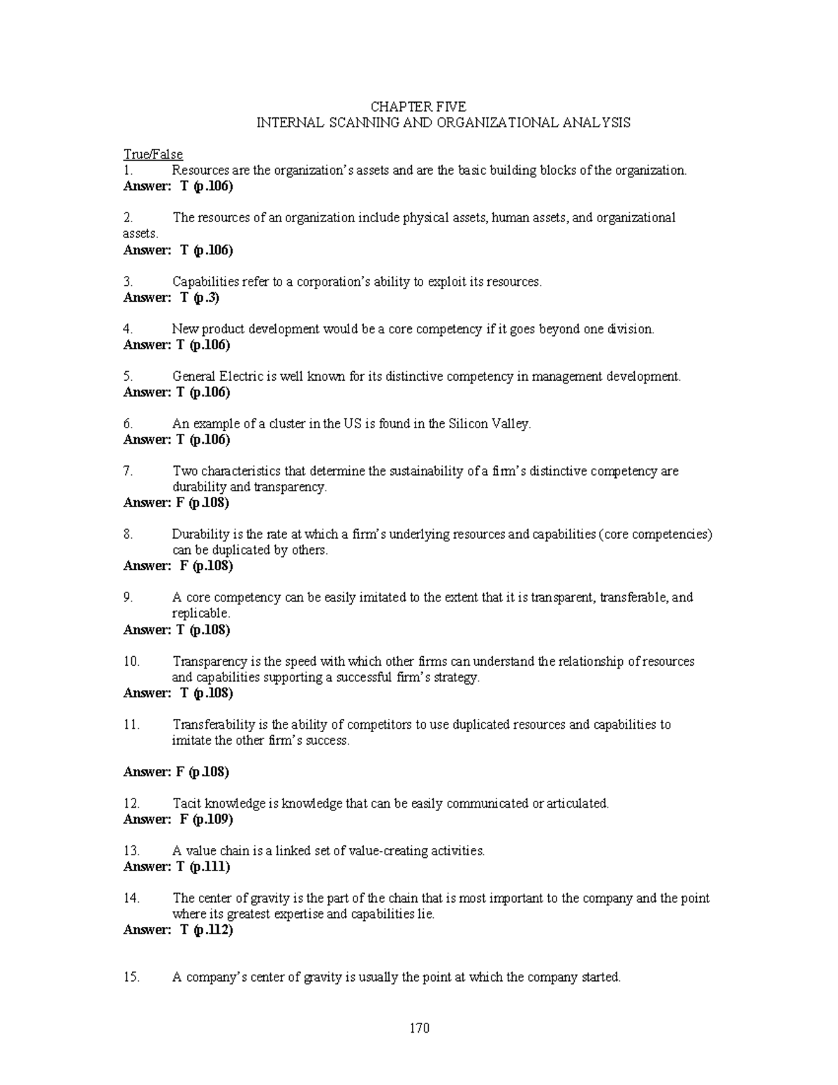 Ch5 - Summary Market Research - CHAPTER FIVE INTERNAL SCANNING AND ...