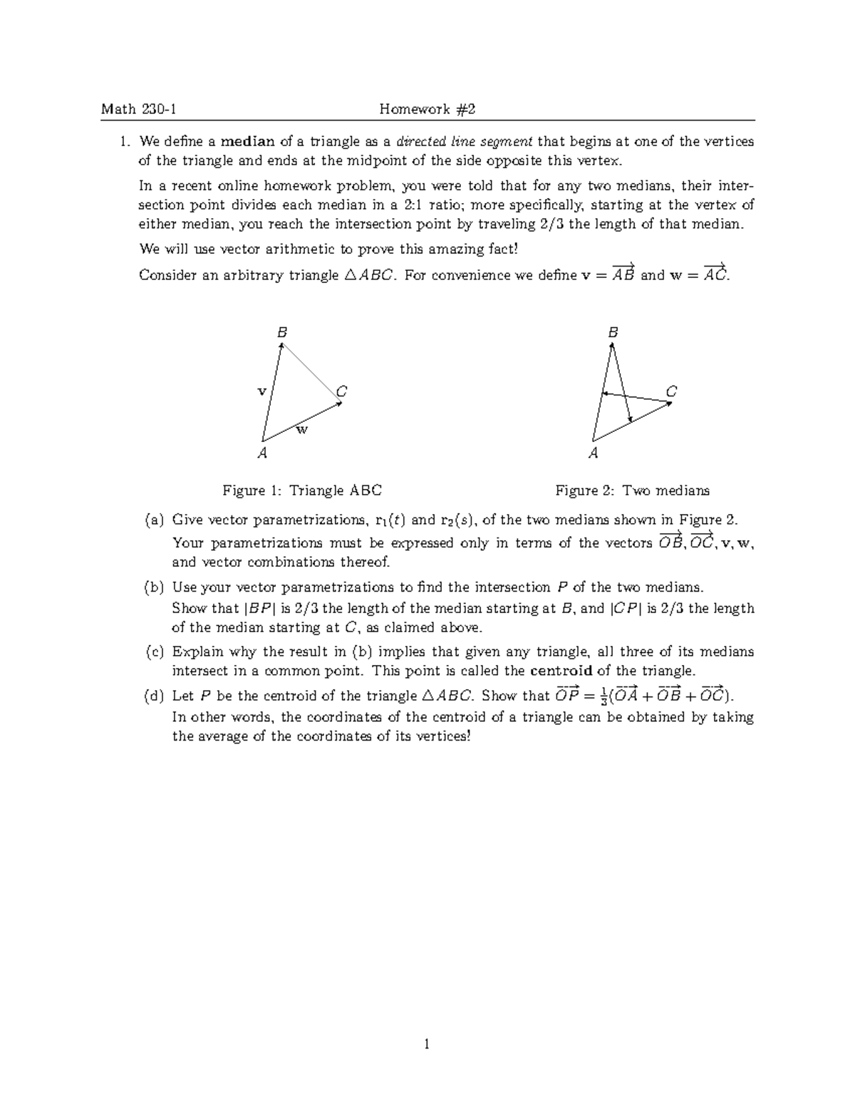 Hw02 - Written homework assignment 2 - vectors - Math 230-1 Homework ...