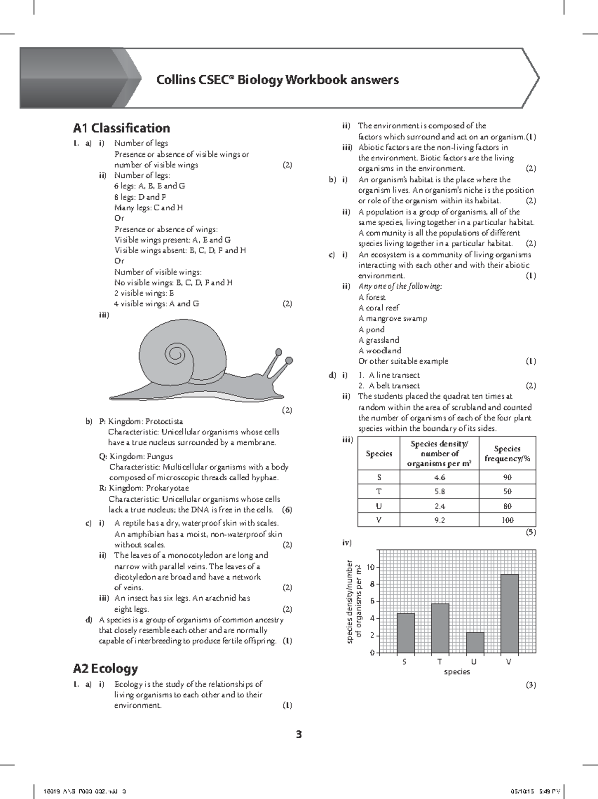 Biology Workbook -  - 3 Collins Csec® Biology Workbook Answers A1 