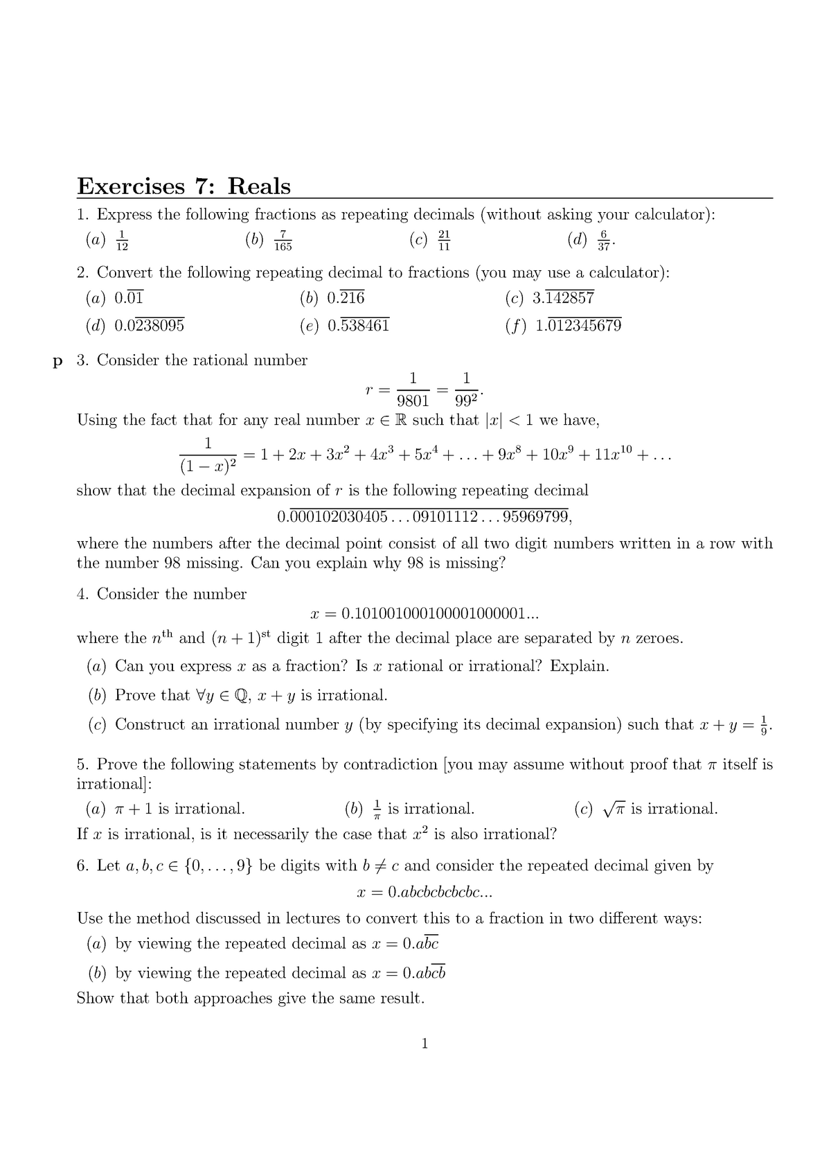 Linear Algebra Week 7 Port Exercises Reals Express The Following Fractions Studocu