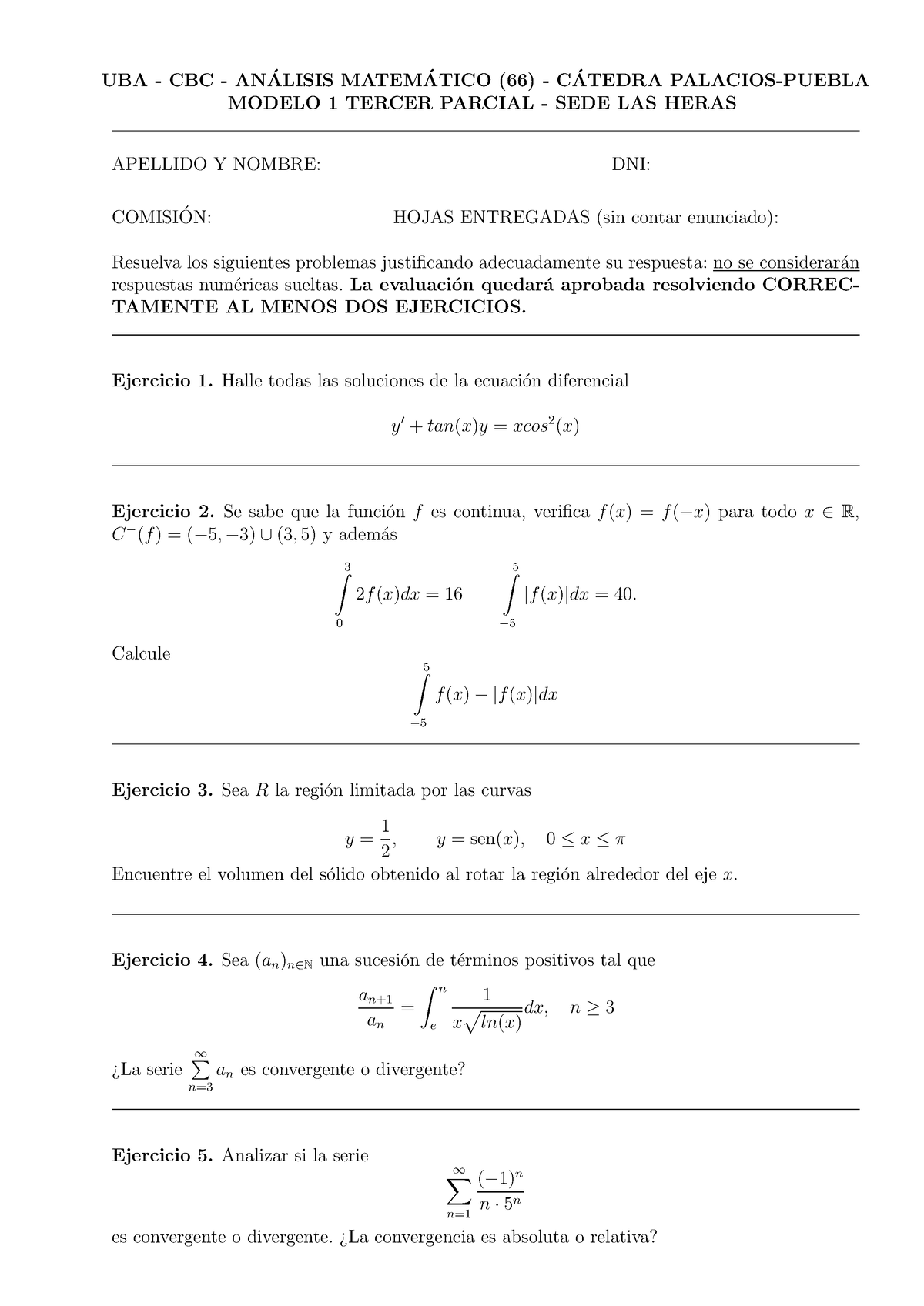 Tercer Parcial Analisis - UBA - CBC - AN ́ALISIS MATEM ́ATICO (66) - C ...