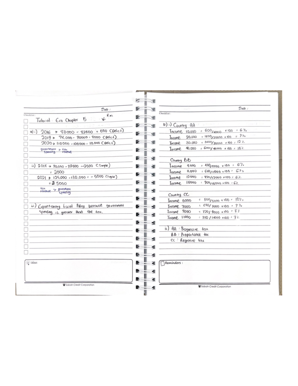 Tutorial Chapter 5 - okayy - Date: Date: Checklist Rm Checklist ...