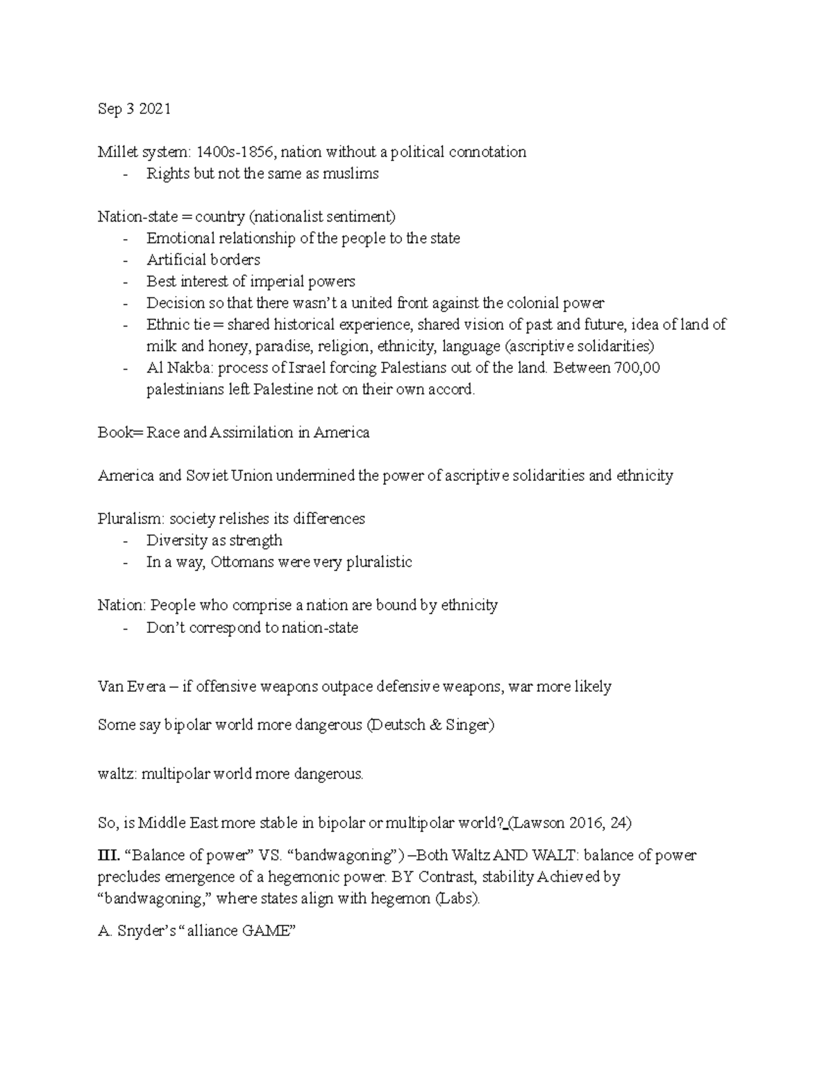 Int Politics in The Middle East Sep 3 2021 Millet system 1400s1856