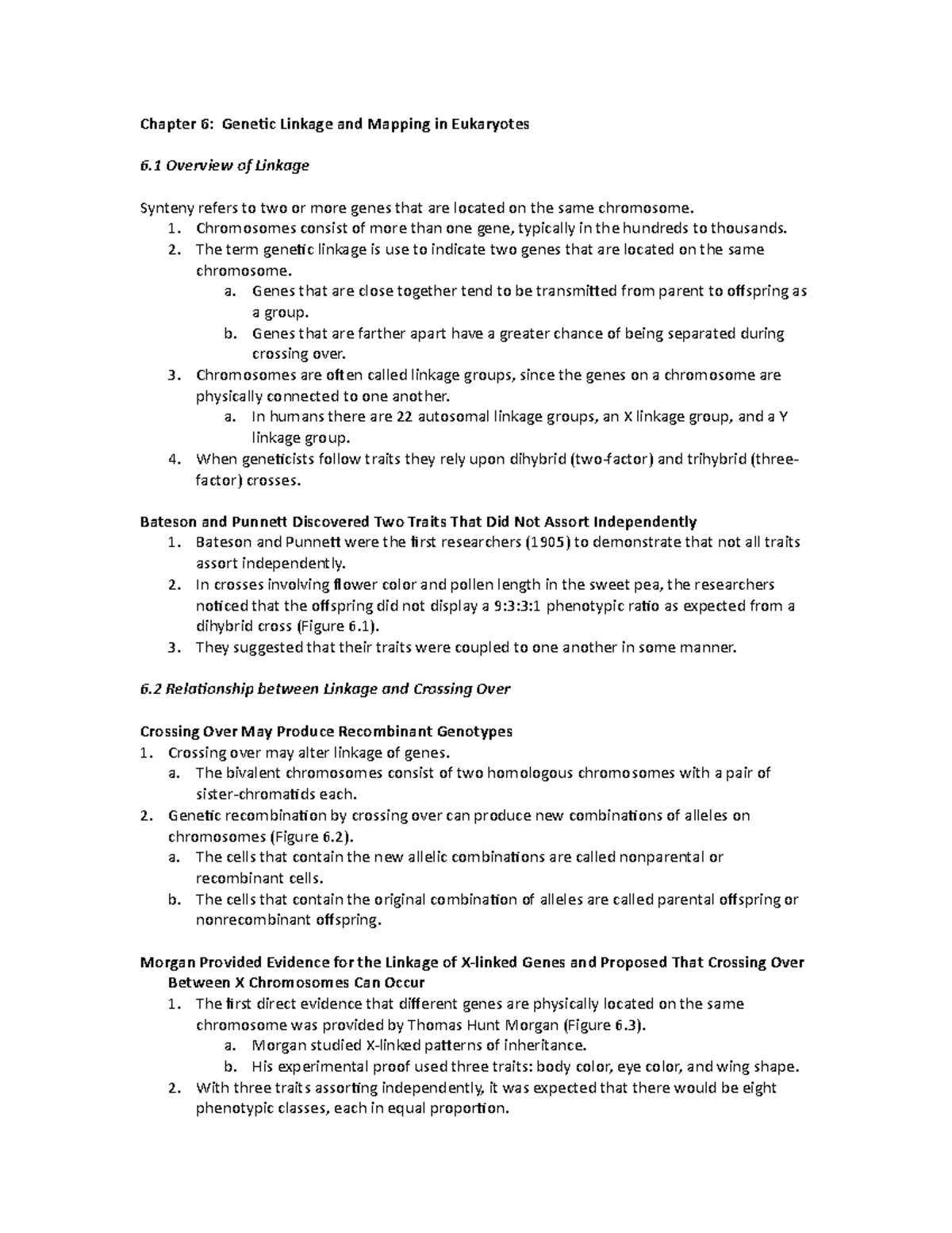 Genetics Exam 2 Study Guide - Chapter 6: Genetic Linkage and Mapping in ...