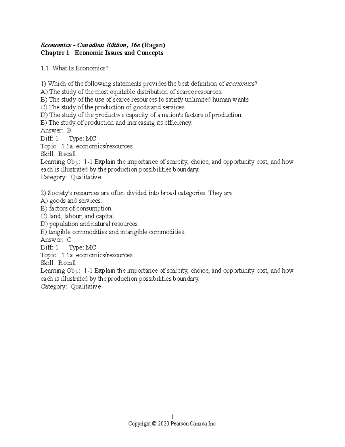 Chapter 01 Some Questions - ECON 201 - Concordia - Studocu