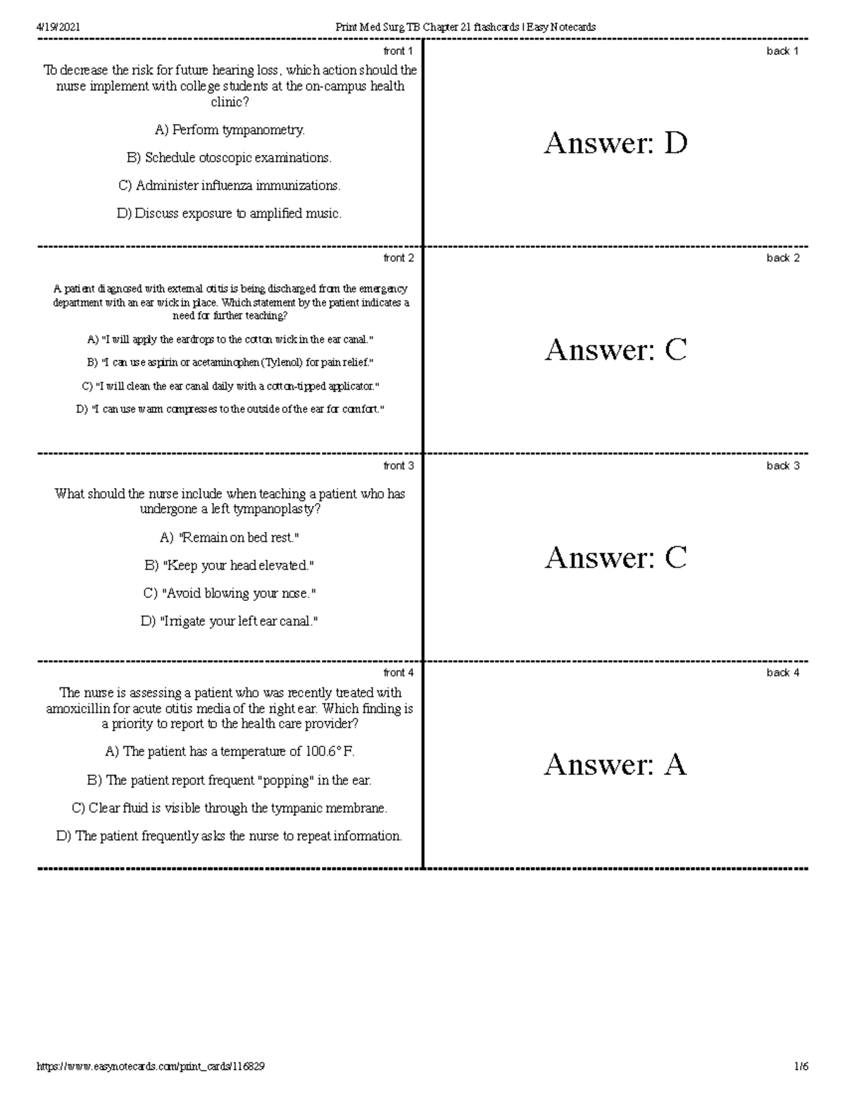 Med Surg EXAM 4 Chapter 21 Flashcards - To Decrease The Risk For Future ...