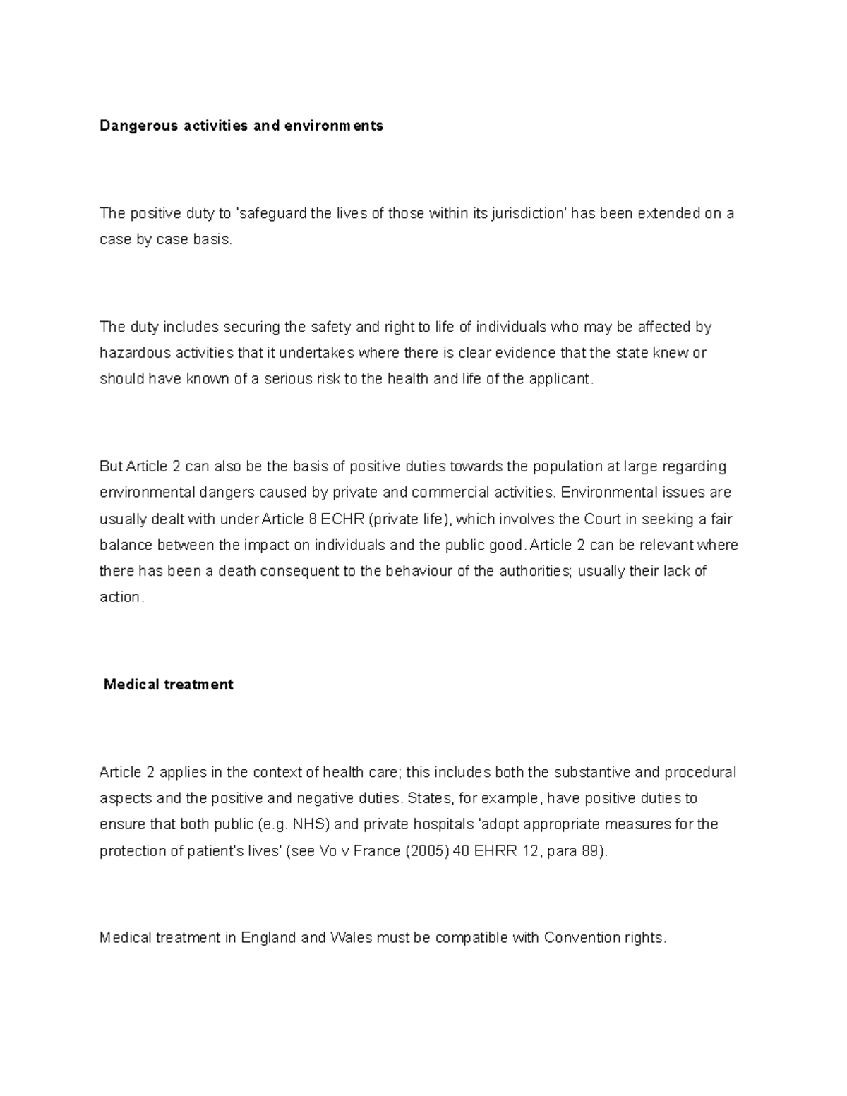 Dangerous activities and environments - The duty includes securing the  safety and right to life of - Studocu