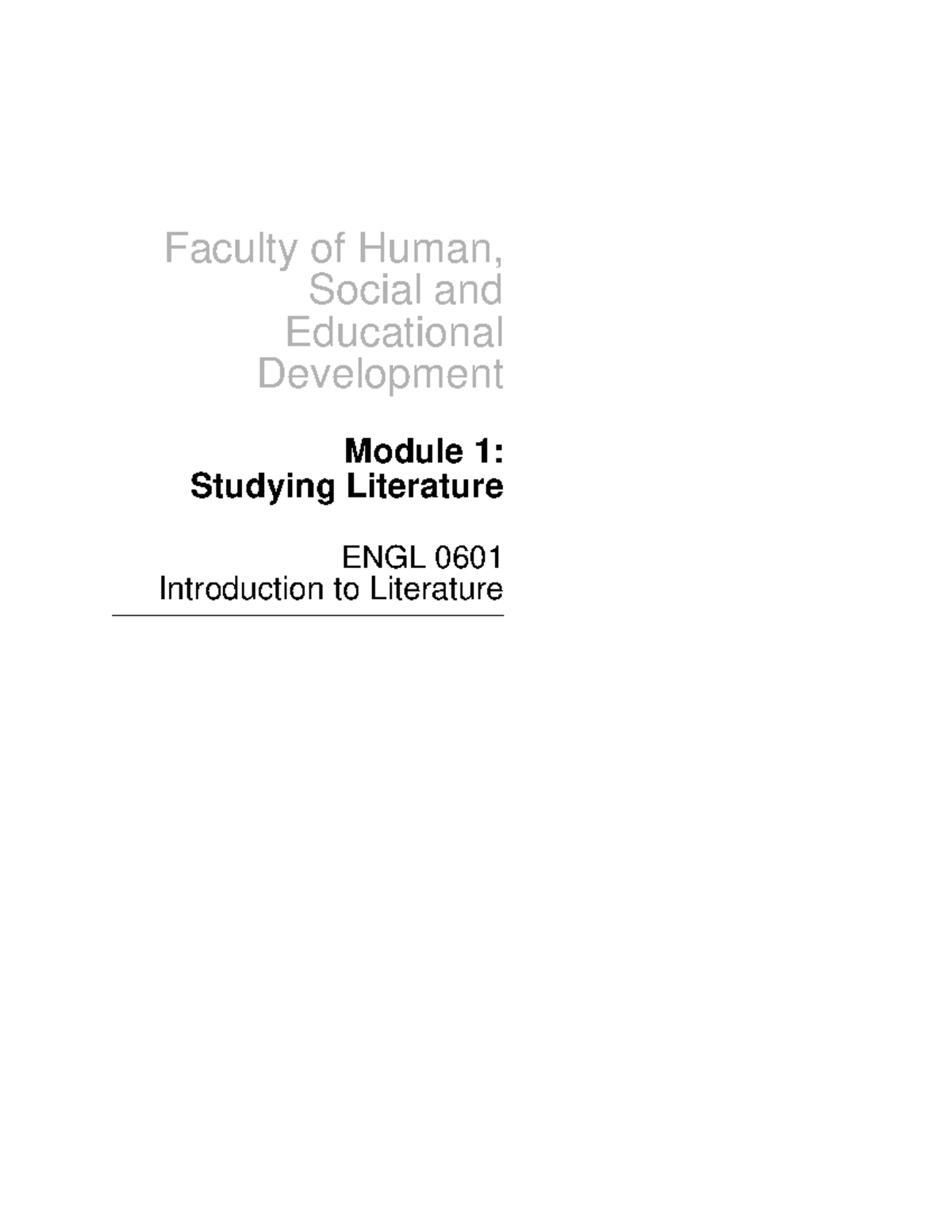 ENGL0601 M1 - notes - Faculty of Human, Social and Educational ...