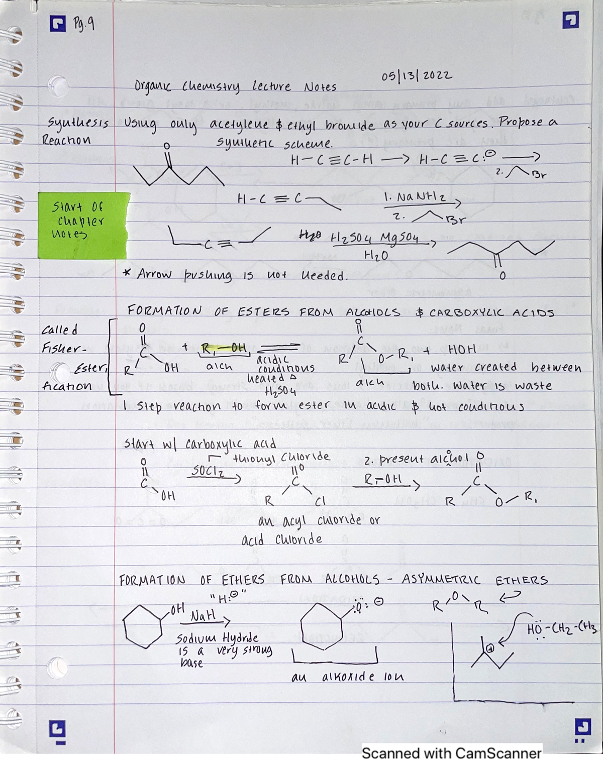 Ochem notes-synthesis reactions - CHEM 362 - Studocu