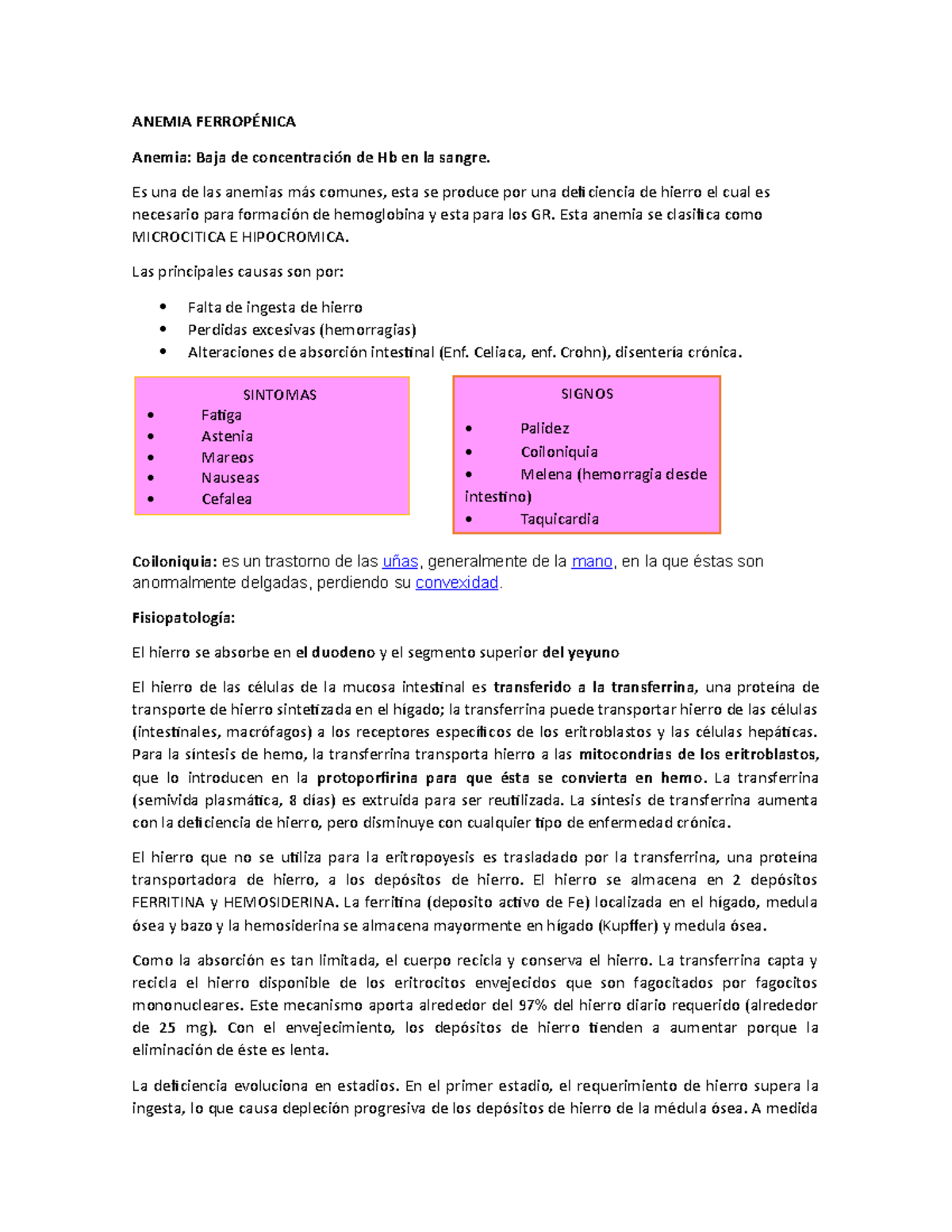 Falta de ferritina en el cuerpo sintomas