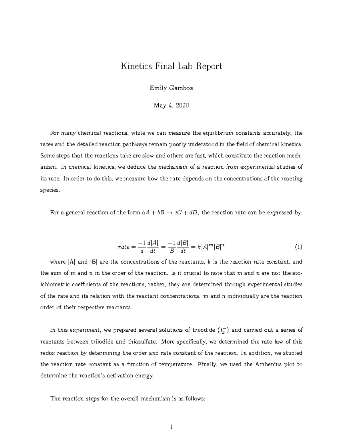 Final Lab Report Final Lab Report Emily Gamboa May