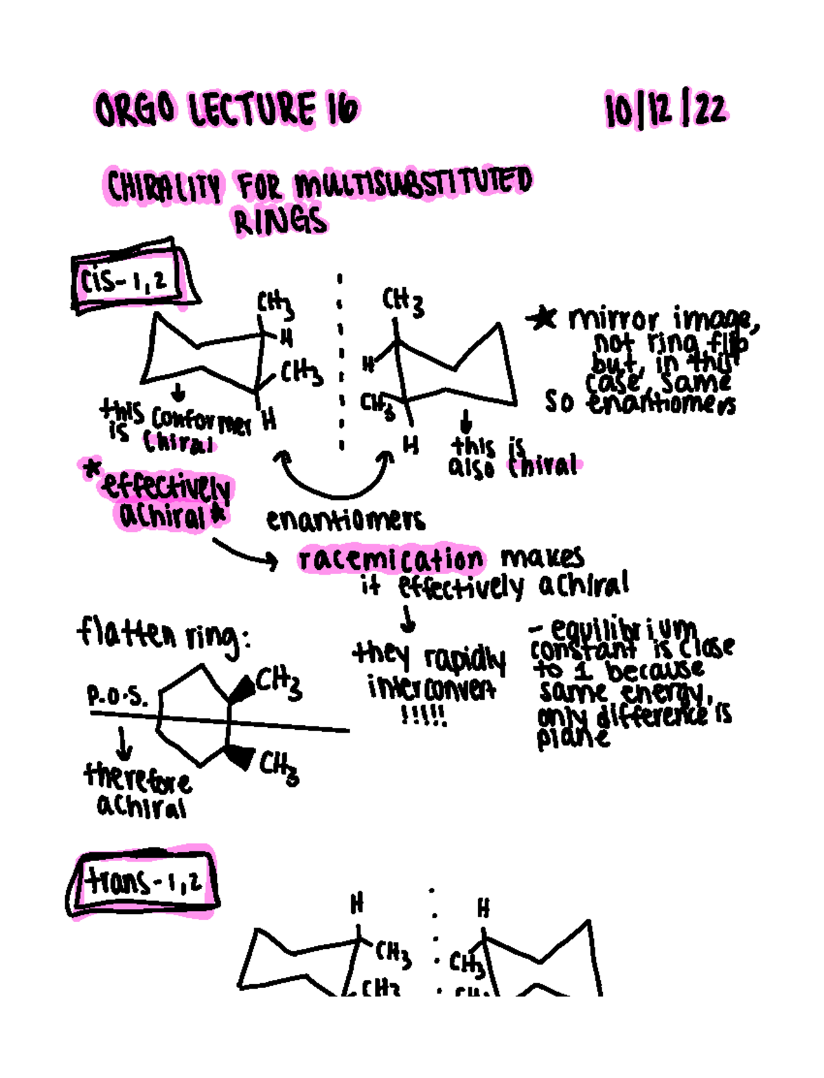 Orgo Lecture 16 (10-12-22) - ORGO LECTURE 16 10 12 22 CHIRALITY FOR ...