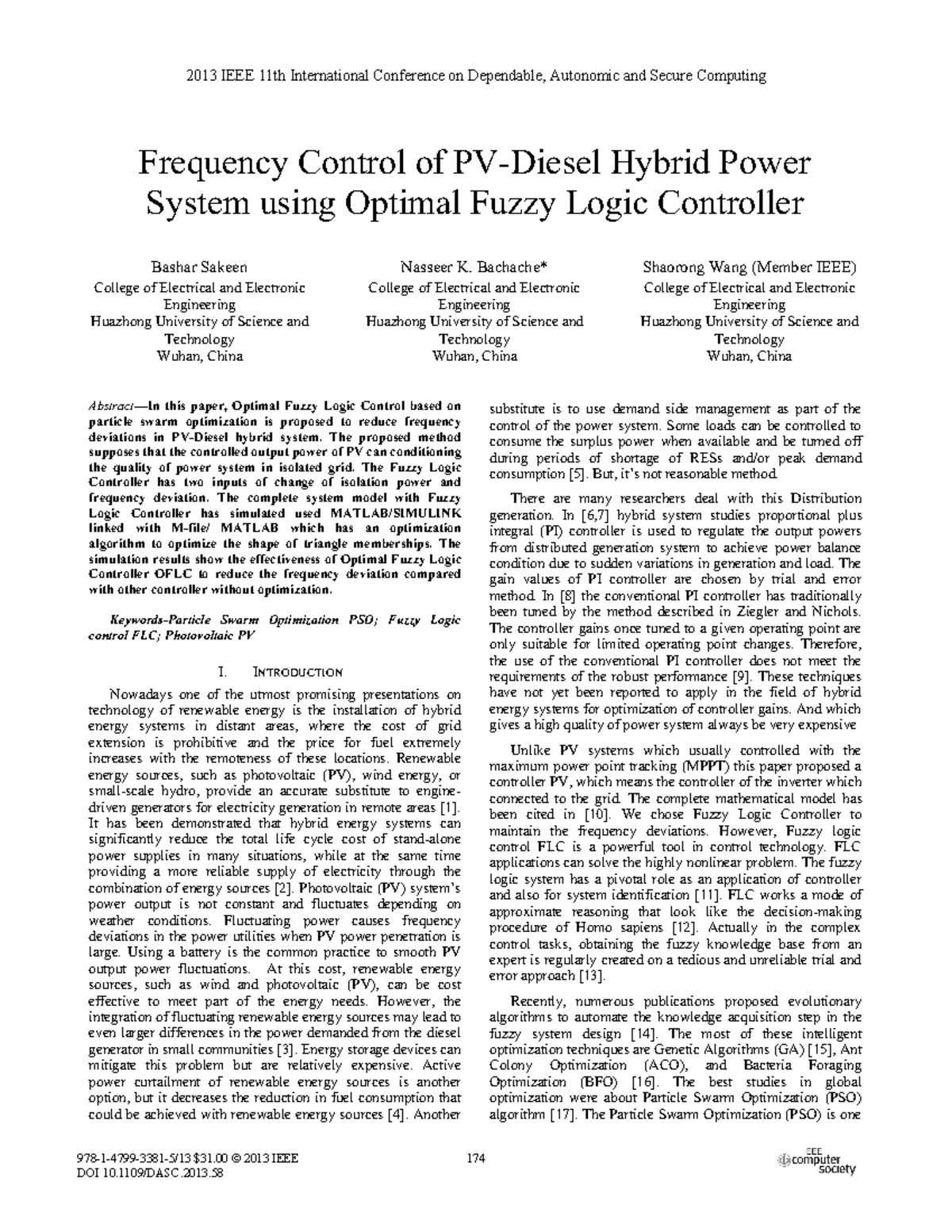 Electric Generation - Frequency Control of PV-Diesel Hybrid Power ...