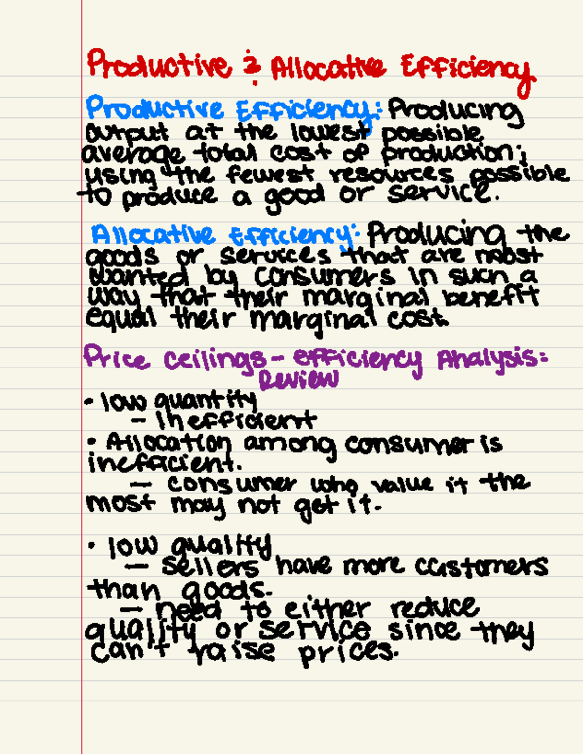 Micro economic chpt 1 - Productive ? Allocative Efficiency Productive ...