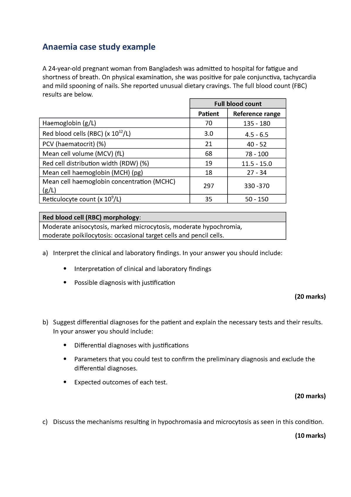 case study anaemia