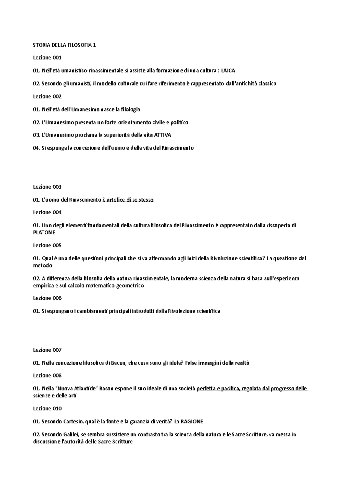 Storia Della Filosofia 1 STORIA DELLA FILOSOFIA 1 Lezione 001 01