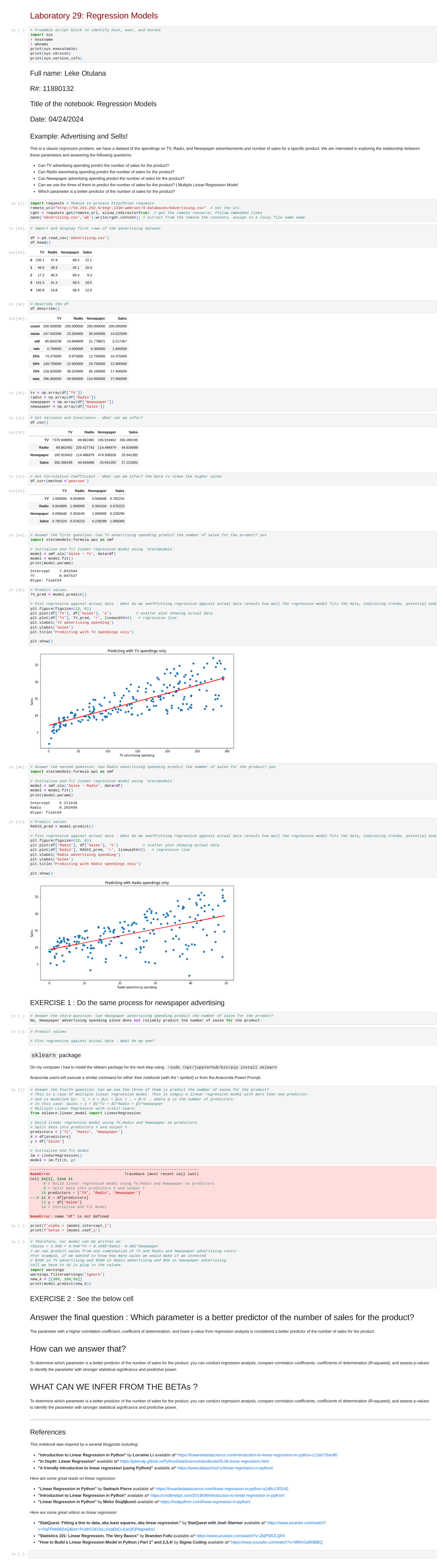 Lab29 (3) - lab 29 regression - Laboratory 29: Regression Models Full ...