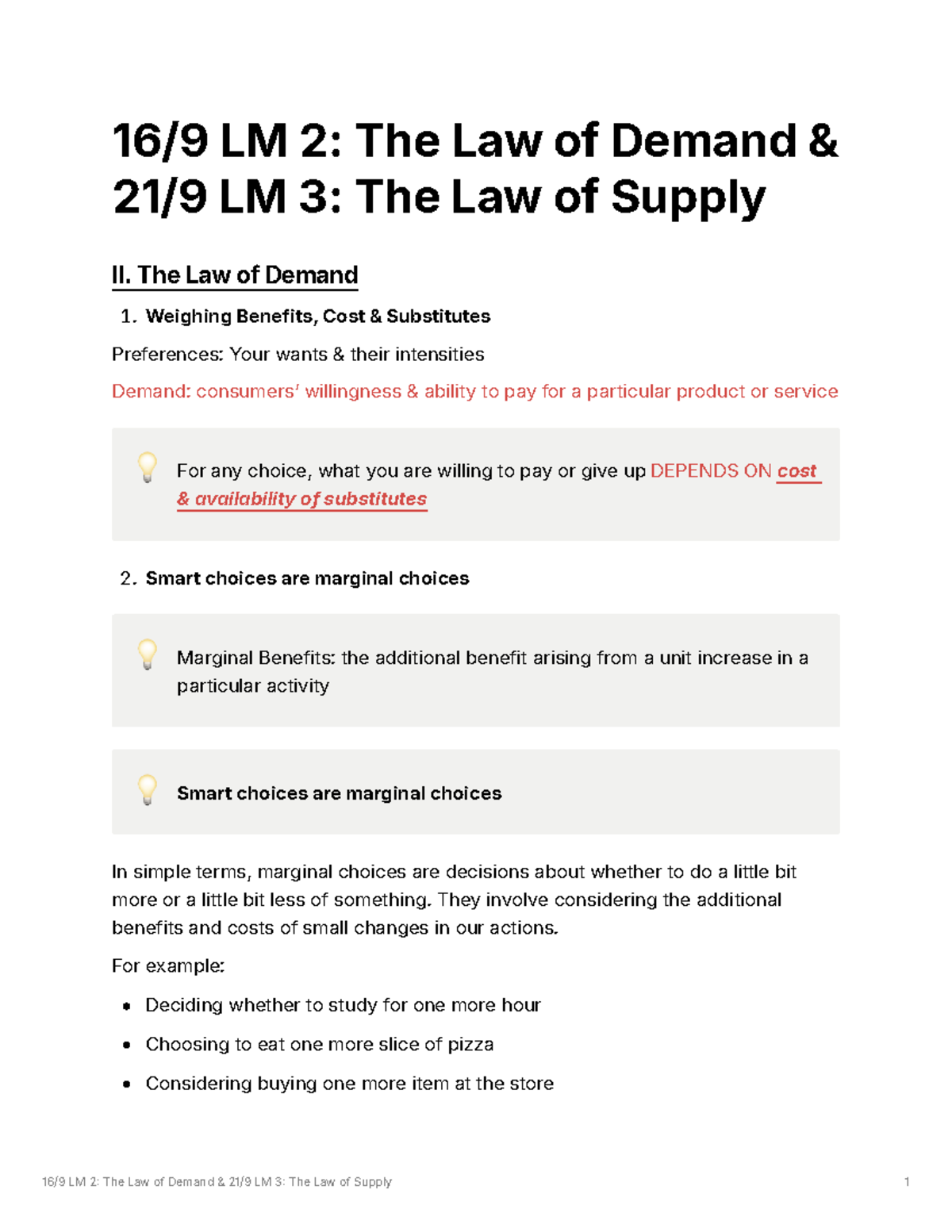 LM 2 The Law of Demand + LM 3 The Law of Supply - 16/9 LM 2: The Law of ...