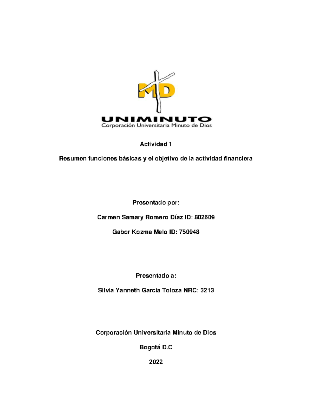 Actividad 1 Analisis Financiero - Actividad 1 Resumen Funciones Básicas ...