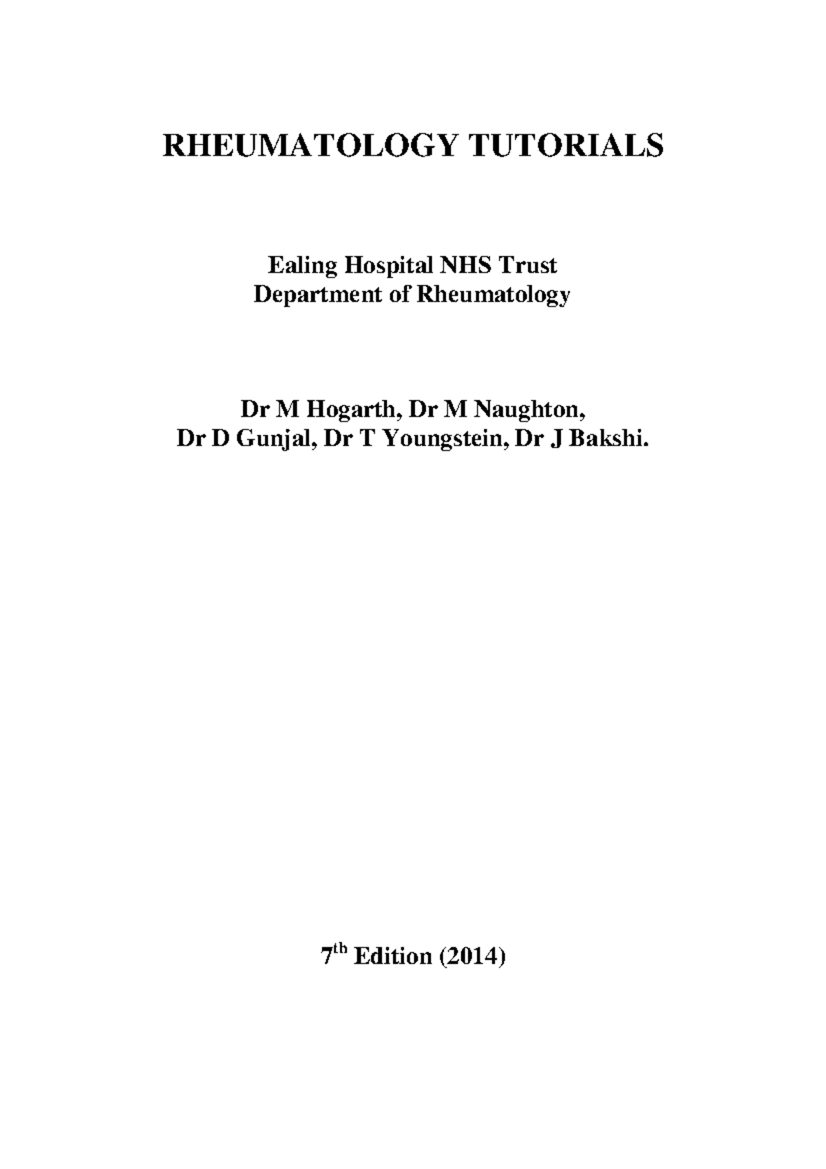 0 Rheumatology Handbook 2014 - RHEUMATOLOGY TUTORIALS Ealing Hospital ...