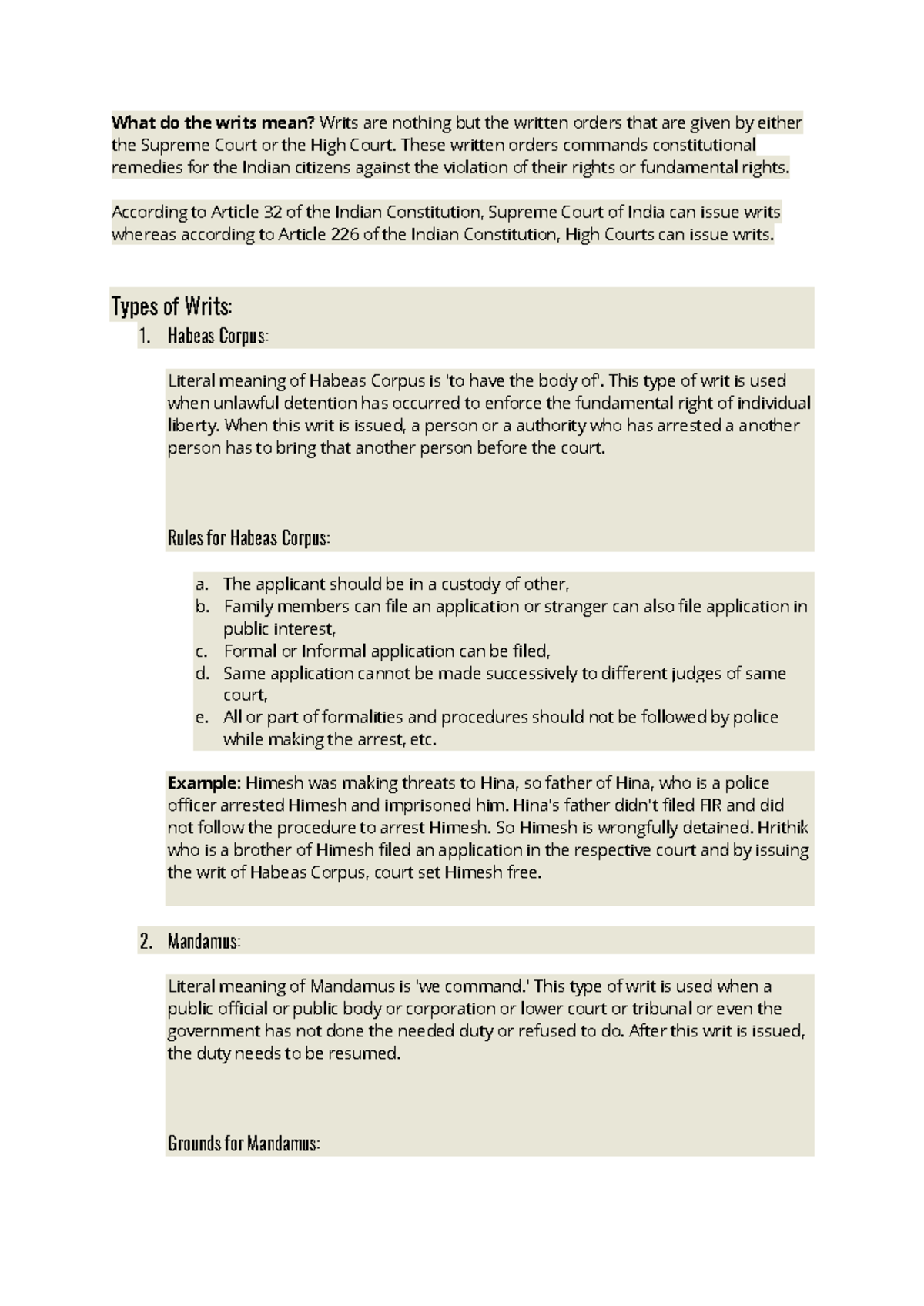 Writs - These written orders commands constitutional remedies for the ...