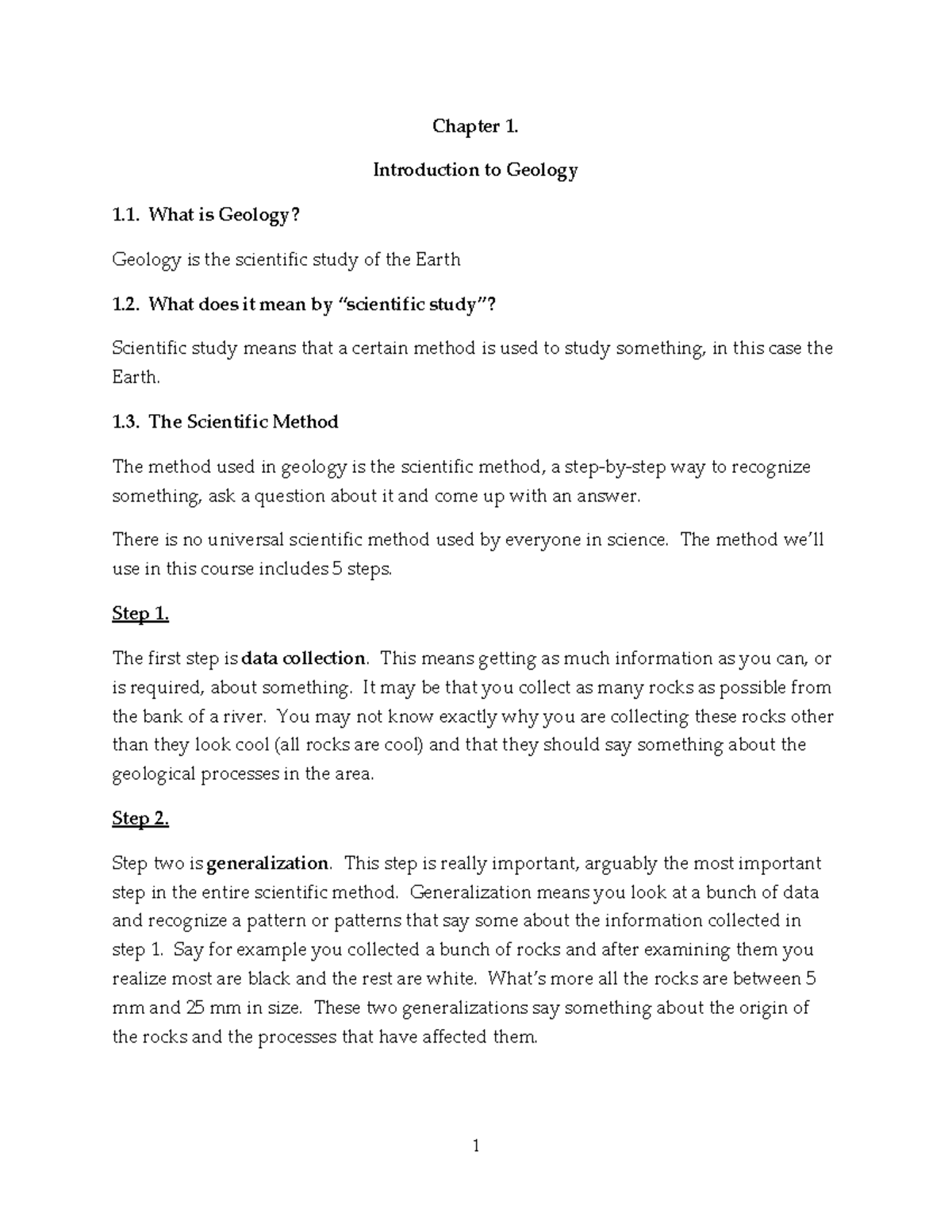 GEOL 1110, Chapter 1, Introduction To Geology - Chapter 1. Introduction ...