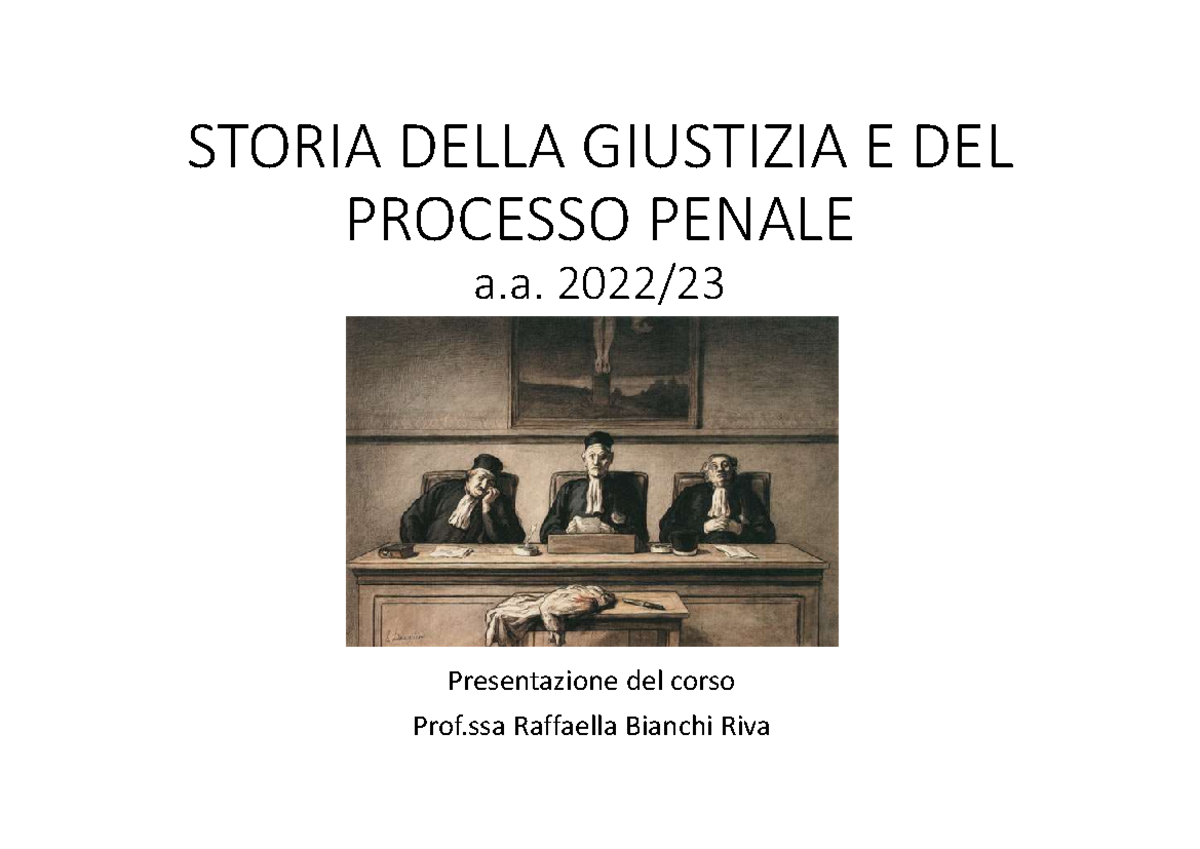 Storia Della Giustizia E Del Processo Penale Unimi
