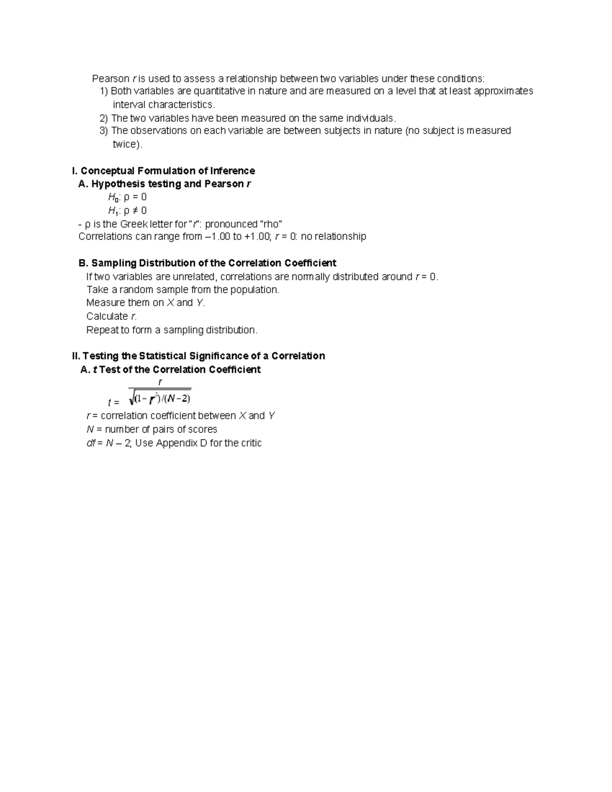 OK - Lecture notes 1-2 - Pearson r is used to assess a relationship ...