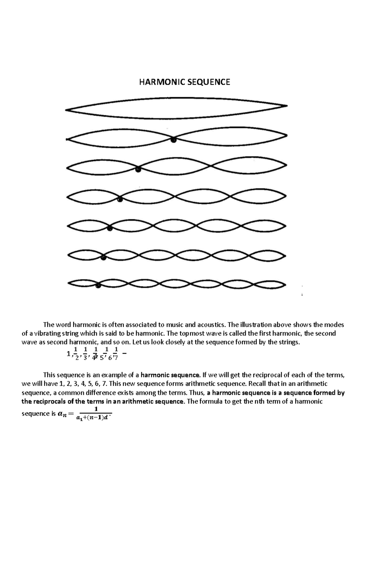 Harmonic Sequence Mathematics 𝟏 1 1 1 1 1 1 HARMONIC SEQUENCE The