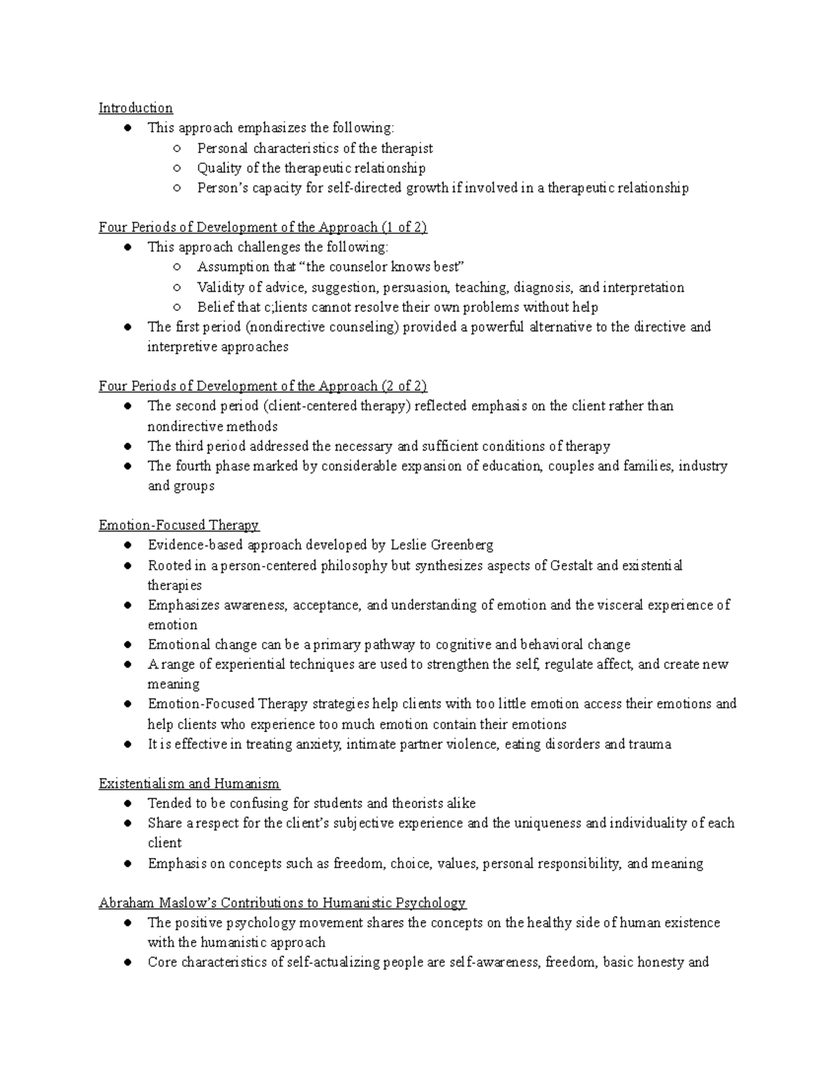 9 29 21 Person Centered Rogerian - Introduction This approach ...