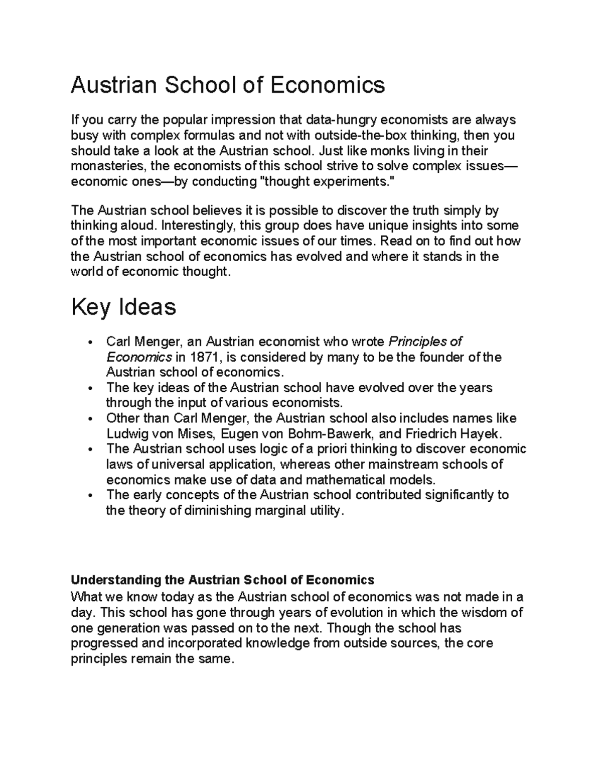 Austrian School of Economics - Just like monks living in their ...