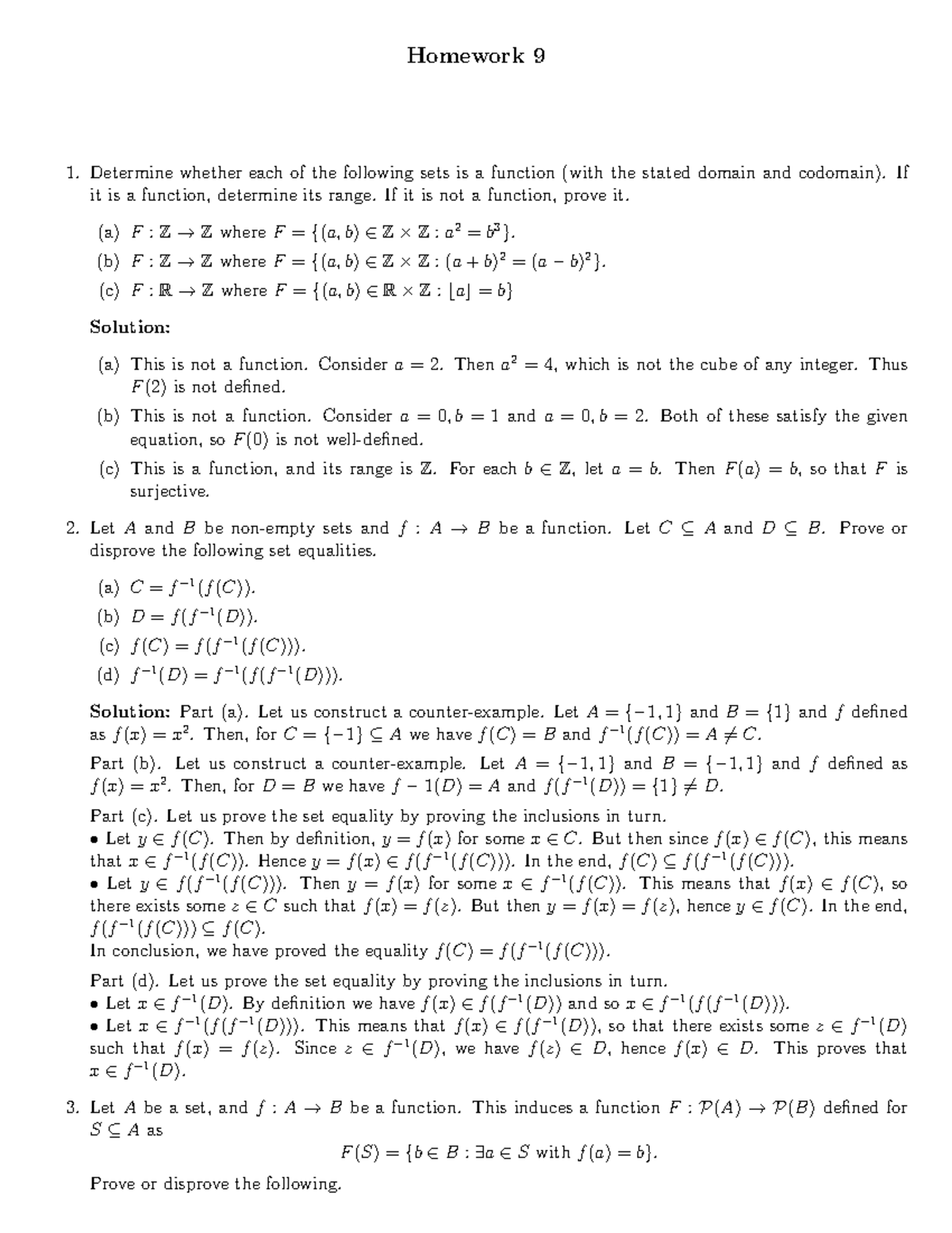 Math 220 Fall 20 Homework 9 Solutions - Homework 9 Determine Whether 