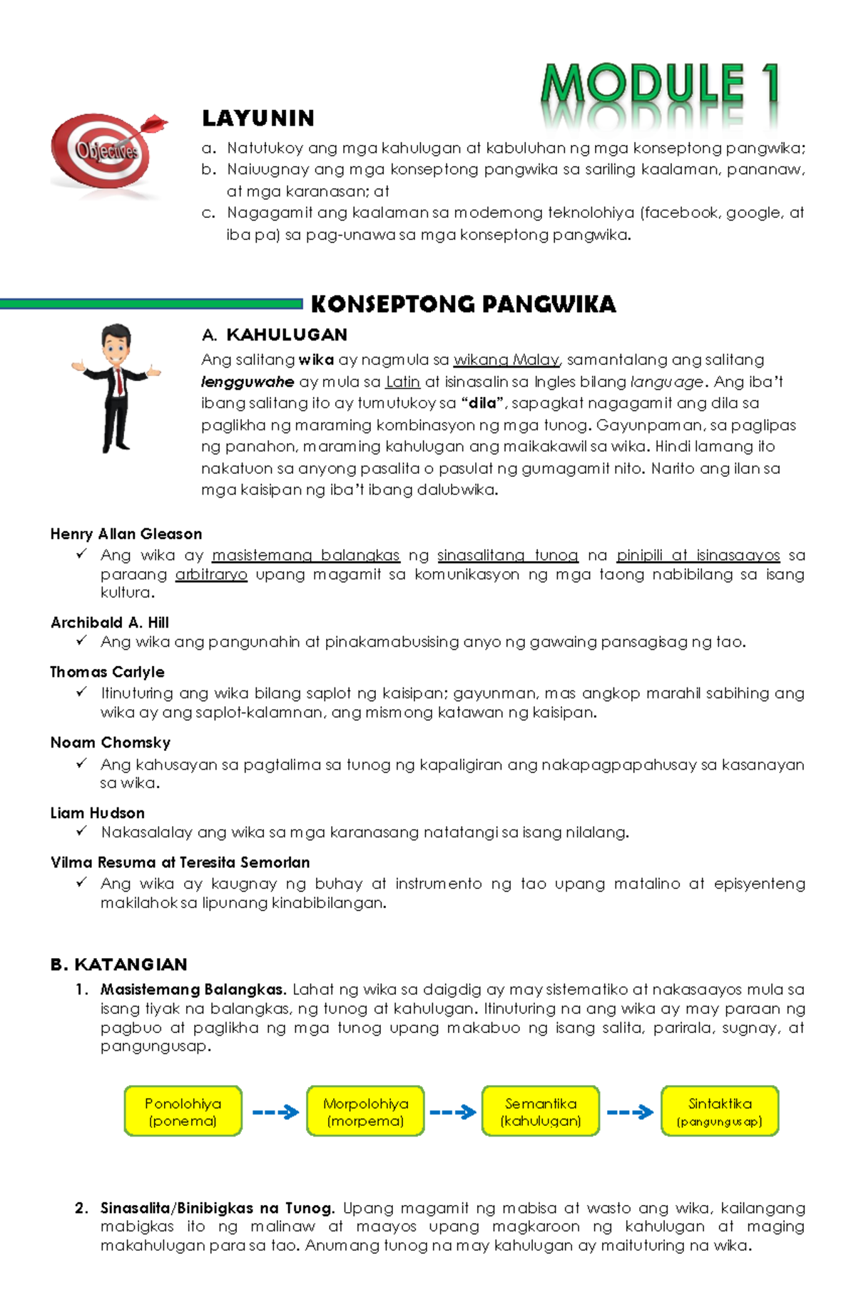 KOM Module-1 28Downloadable 29 - LAYUNIN a. Natutukoy ang mga kahulugan ...