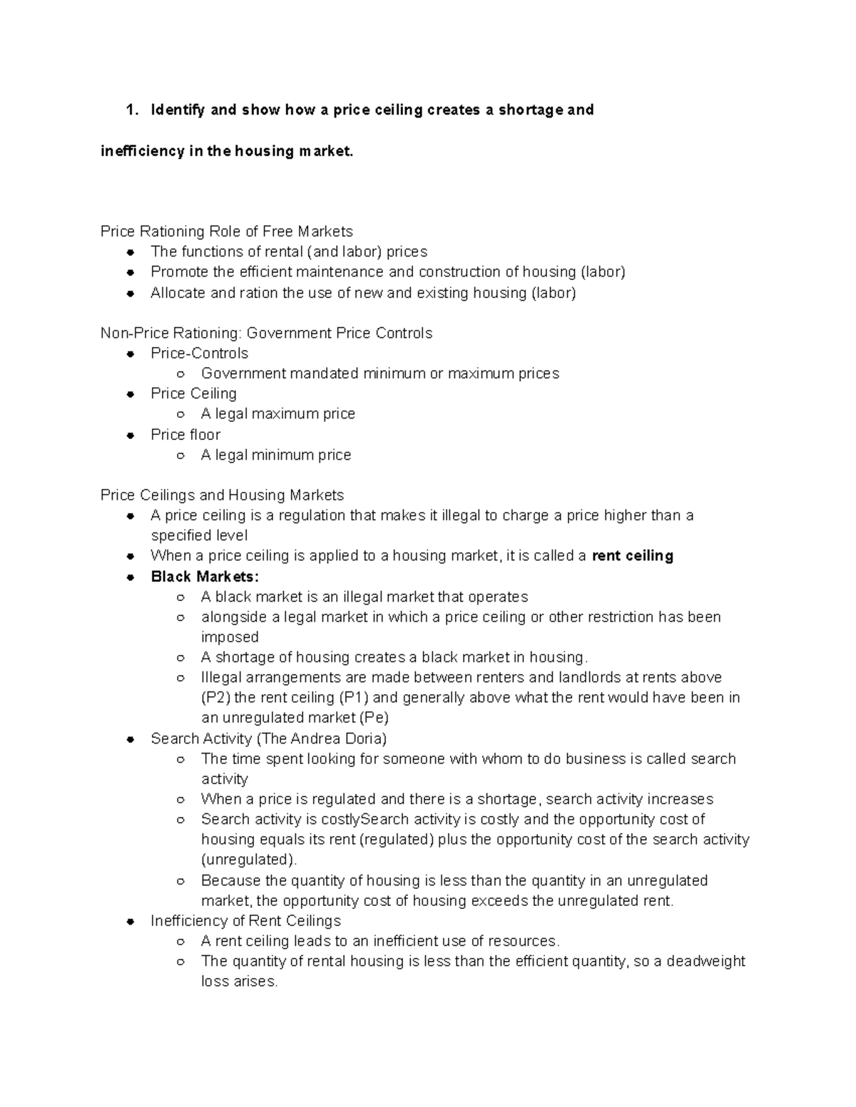 Econ Chapter 6 - Pinto - 1 and show how a price ceiling creates a ...