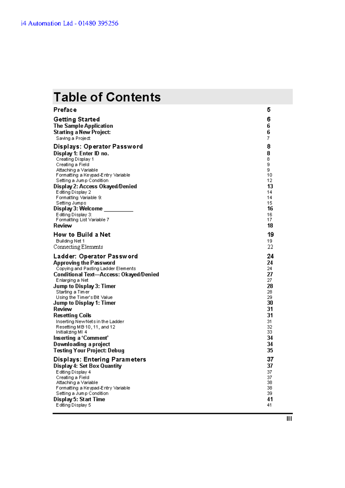 11615 - III Preface Table Of Contents Getting Started The Sample ...