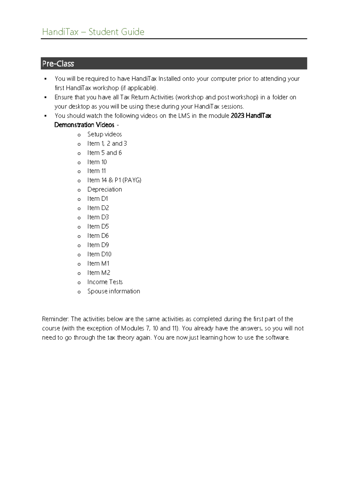 2023 Handi Tax Workshop - Students - HandiTax – Student Guide Pre-Class ...