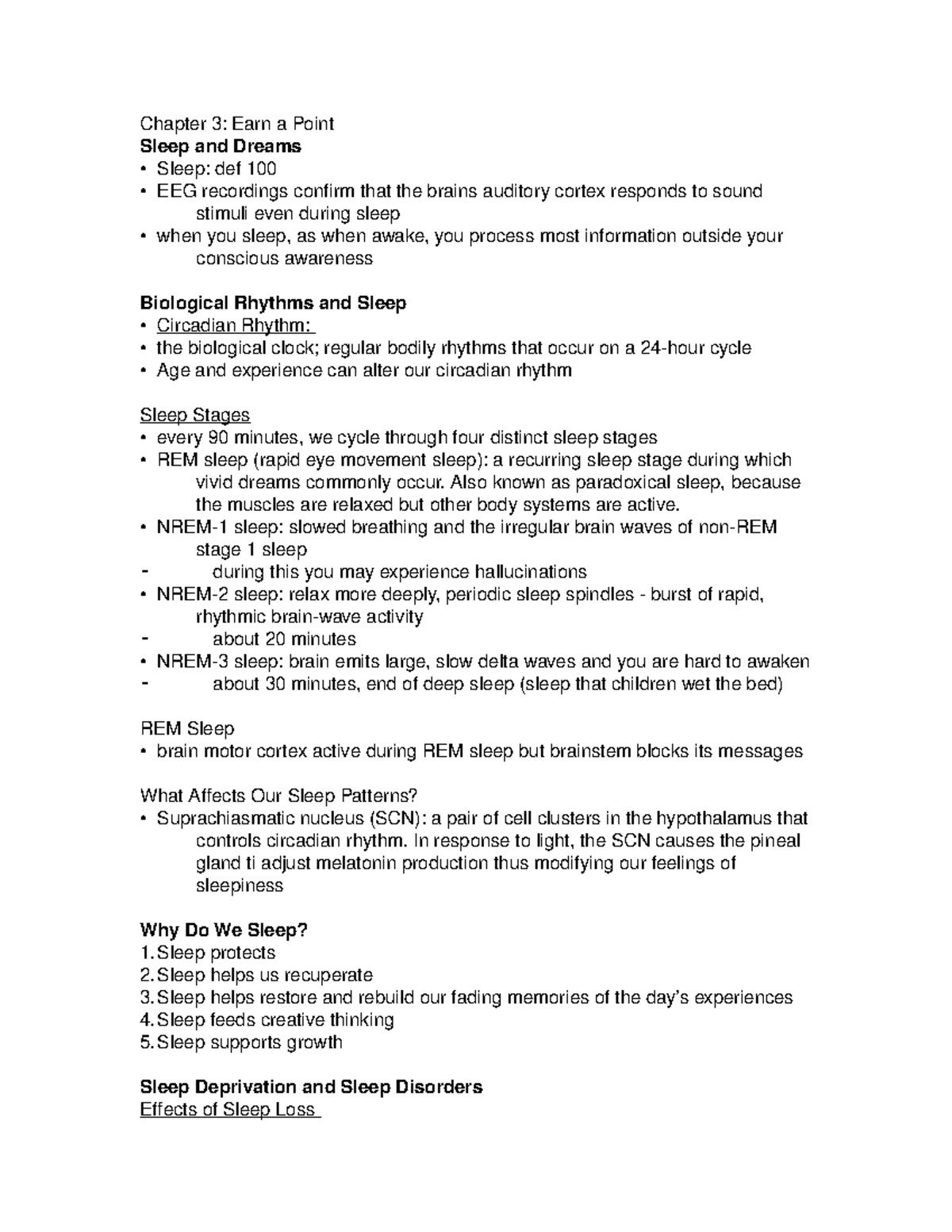 PSY1101- Chapter 3 (Sleep) - Chapter 3: Earn a Point Sleep and Dreams ...