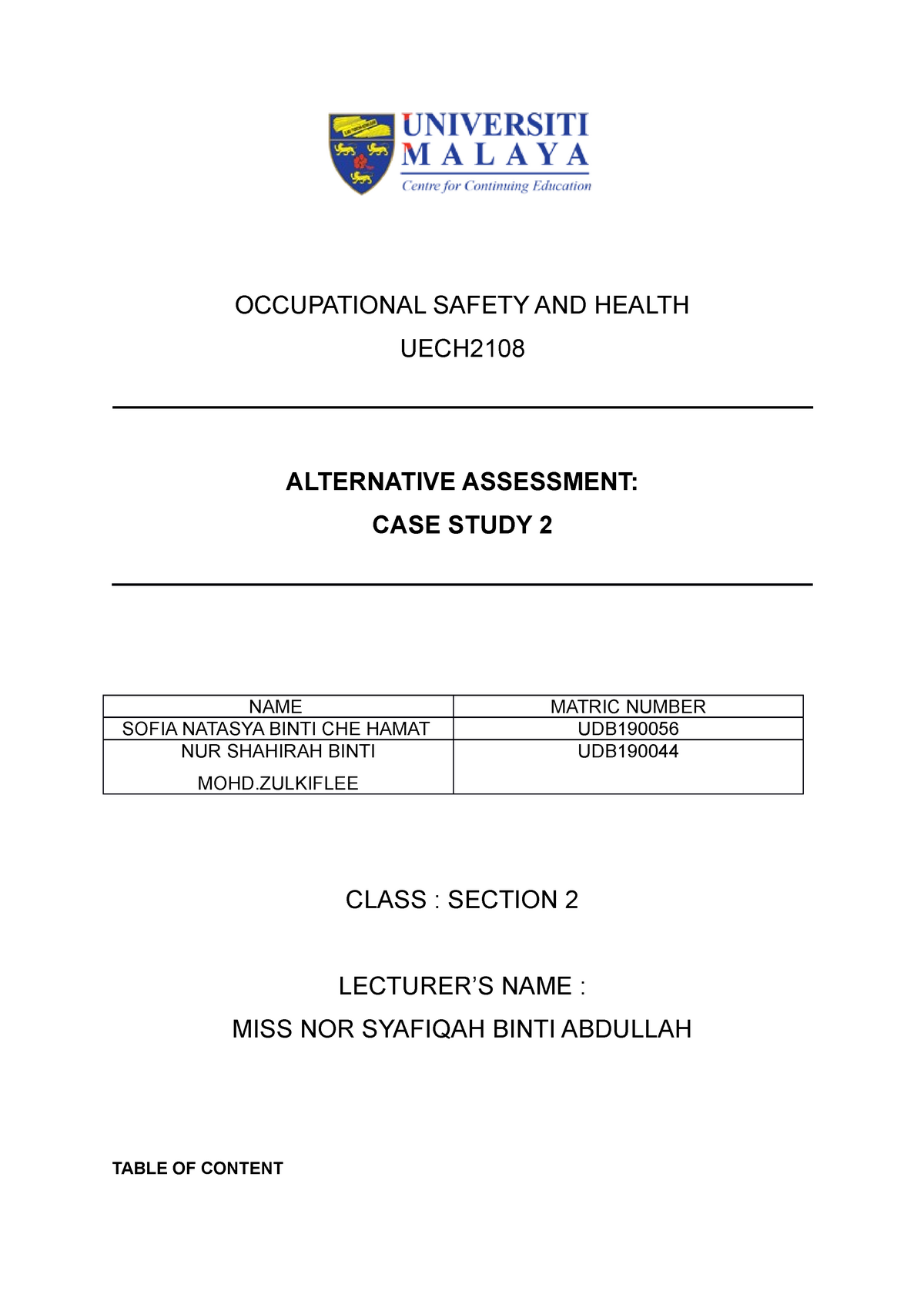 case study on occupational health and safety