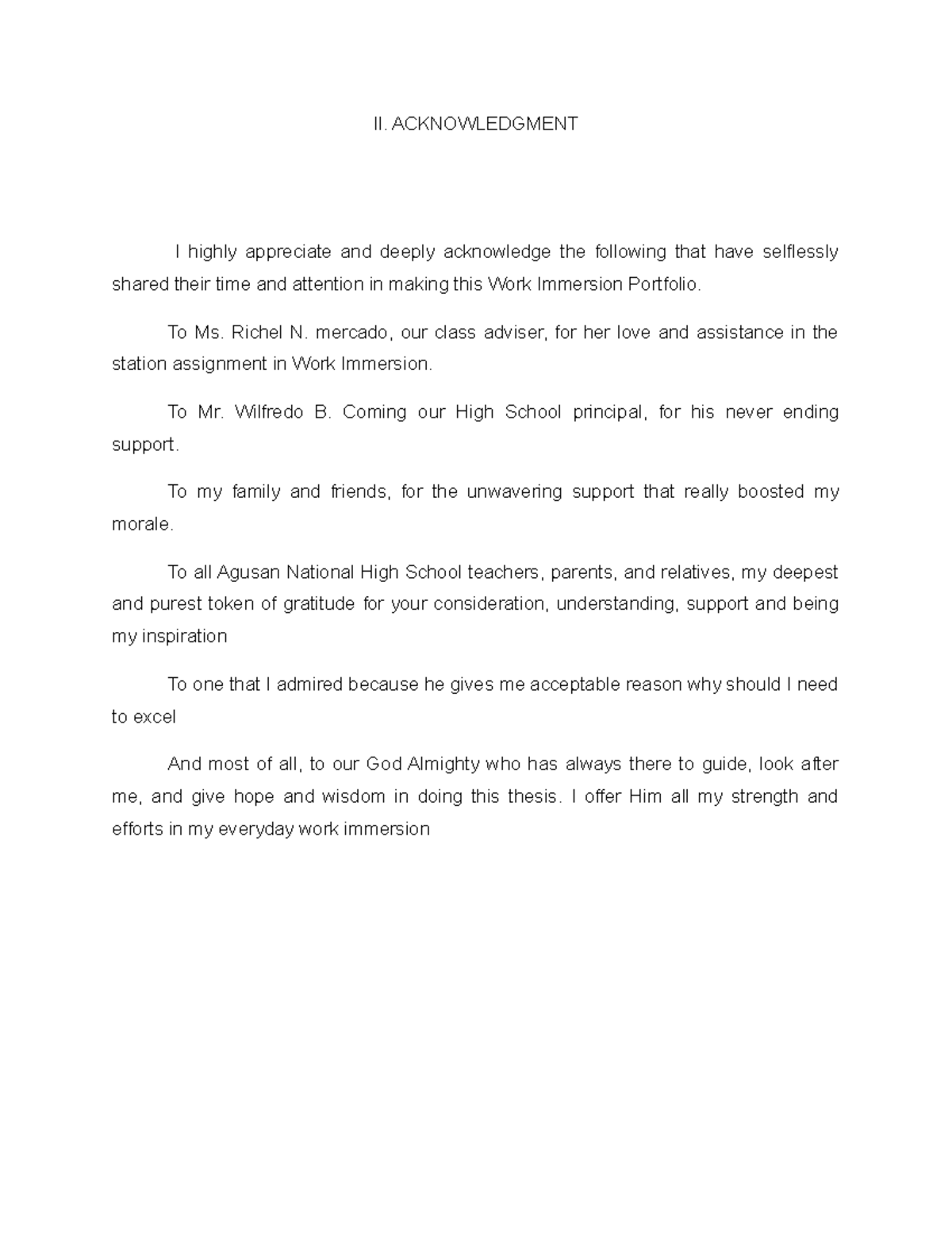 Portfolio - sgsgg - II. ACKNOWLEDGMENT I highly appreciate and deeply ...
