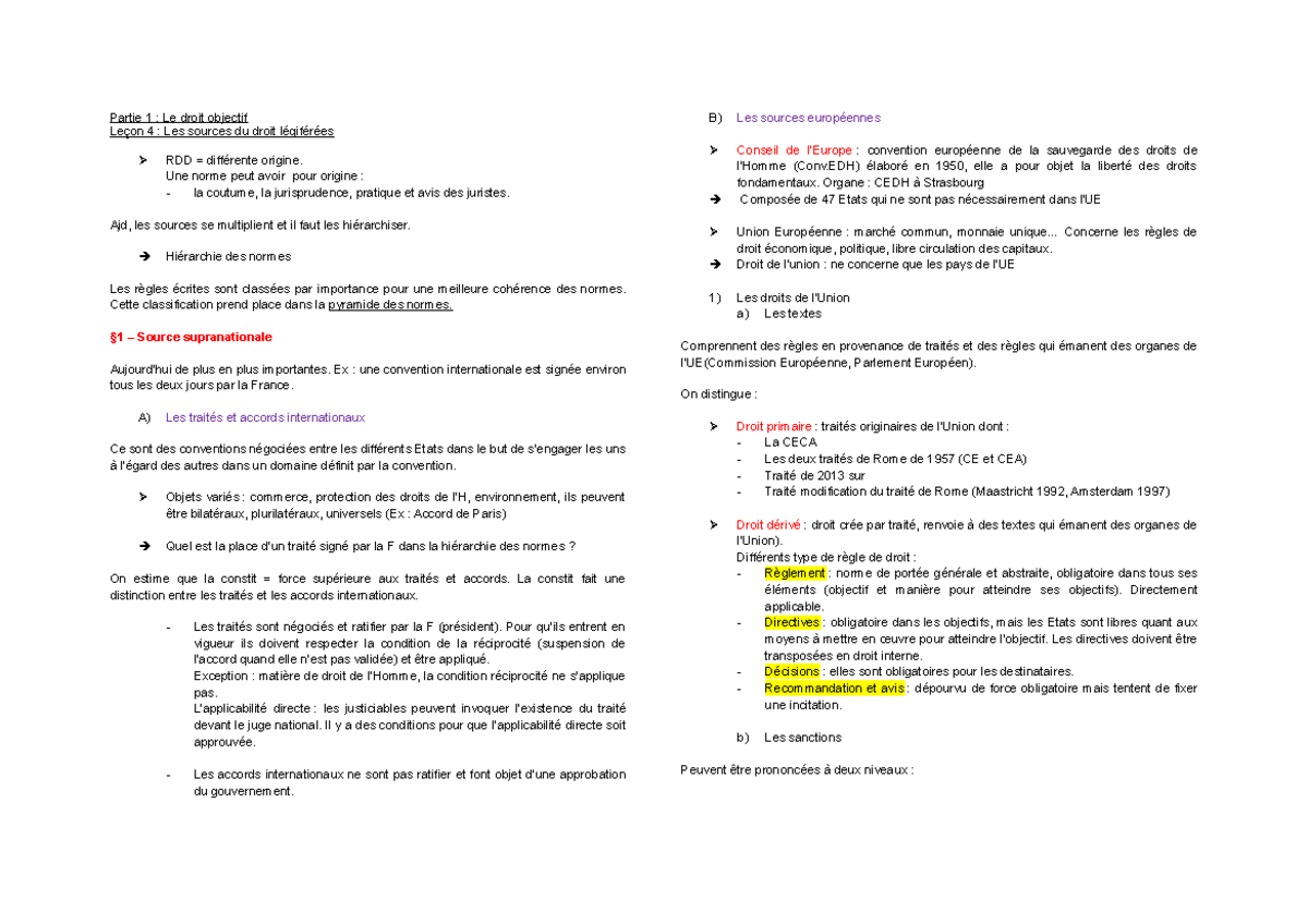 1ère partie, leçon 4 - Les sources du droit légiféré - Partie 1 : Le ...