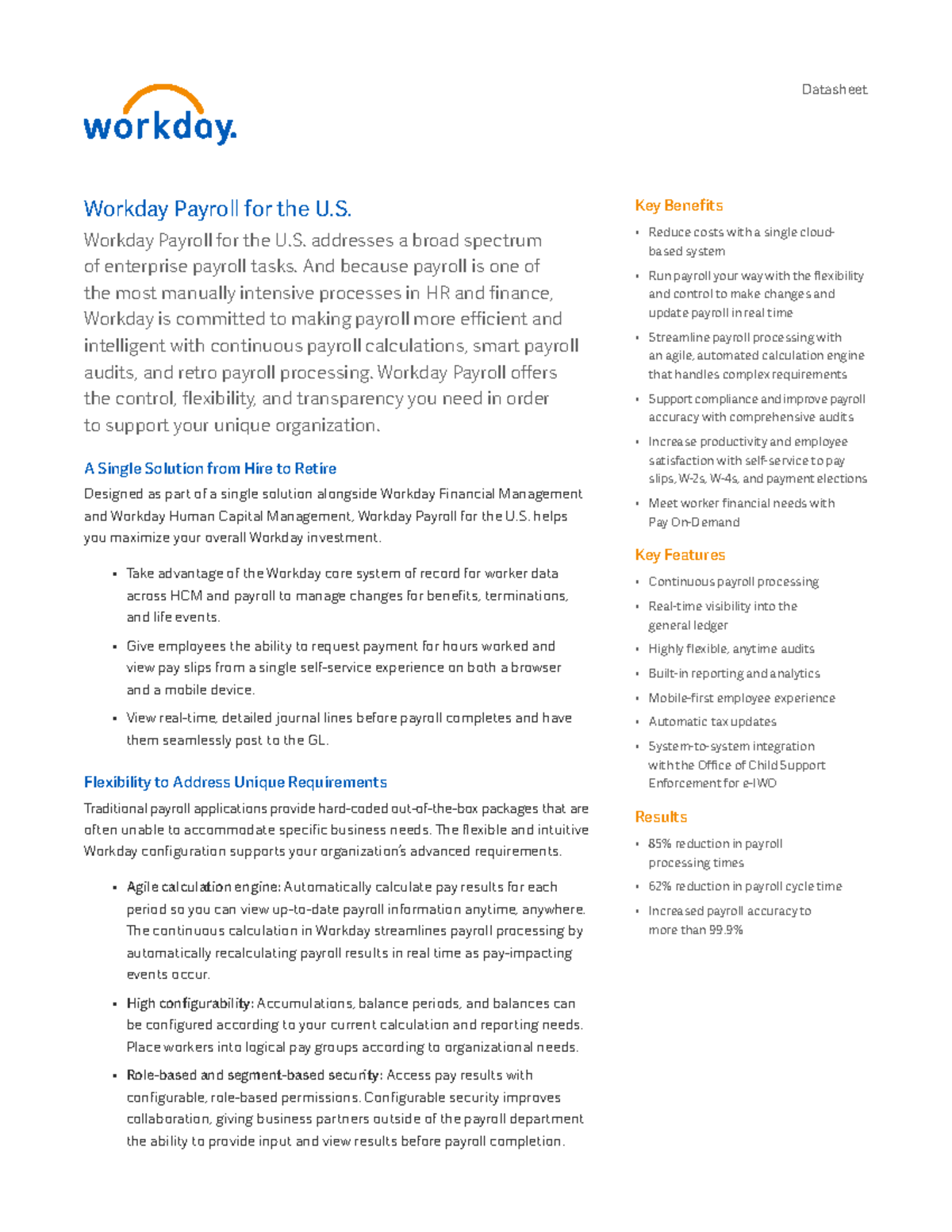 Datasheetworkdaypayroll Datasheet Workday Payroll for the U