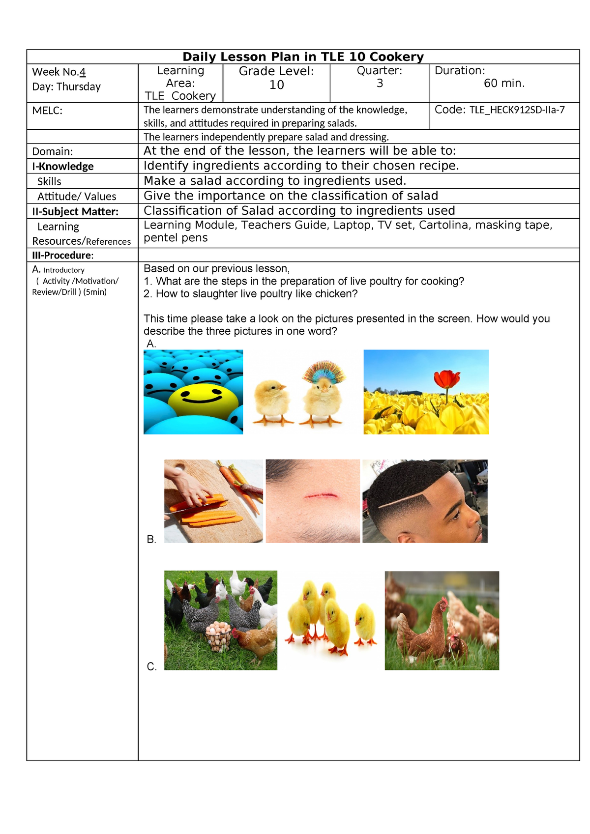 DLP-for-demo-cookery 9 - Daily Lesson Plan In TLE 10 Cookery Week No. 4 ...