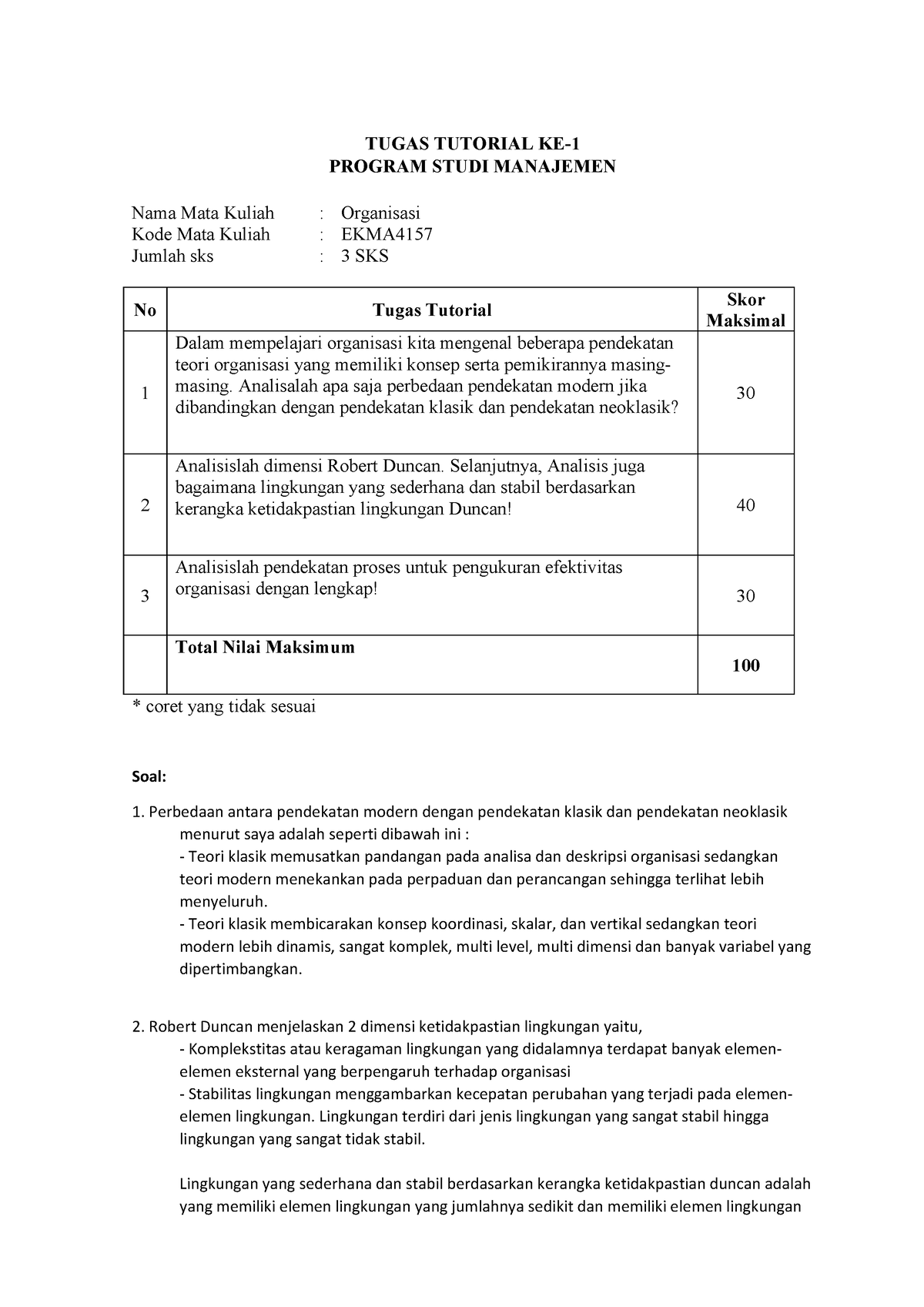 Tugas 1 Organisasi - TUGAS TUTORIAL KE- PROGRAM STUDI MANAJEMEN Nama ...