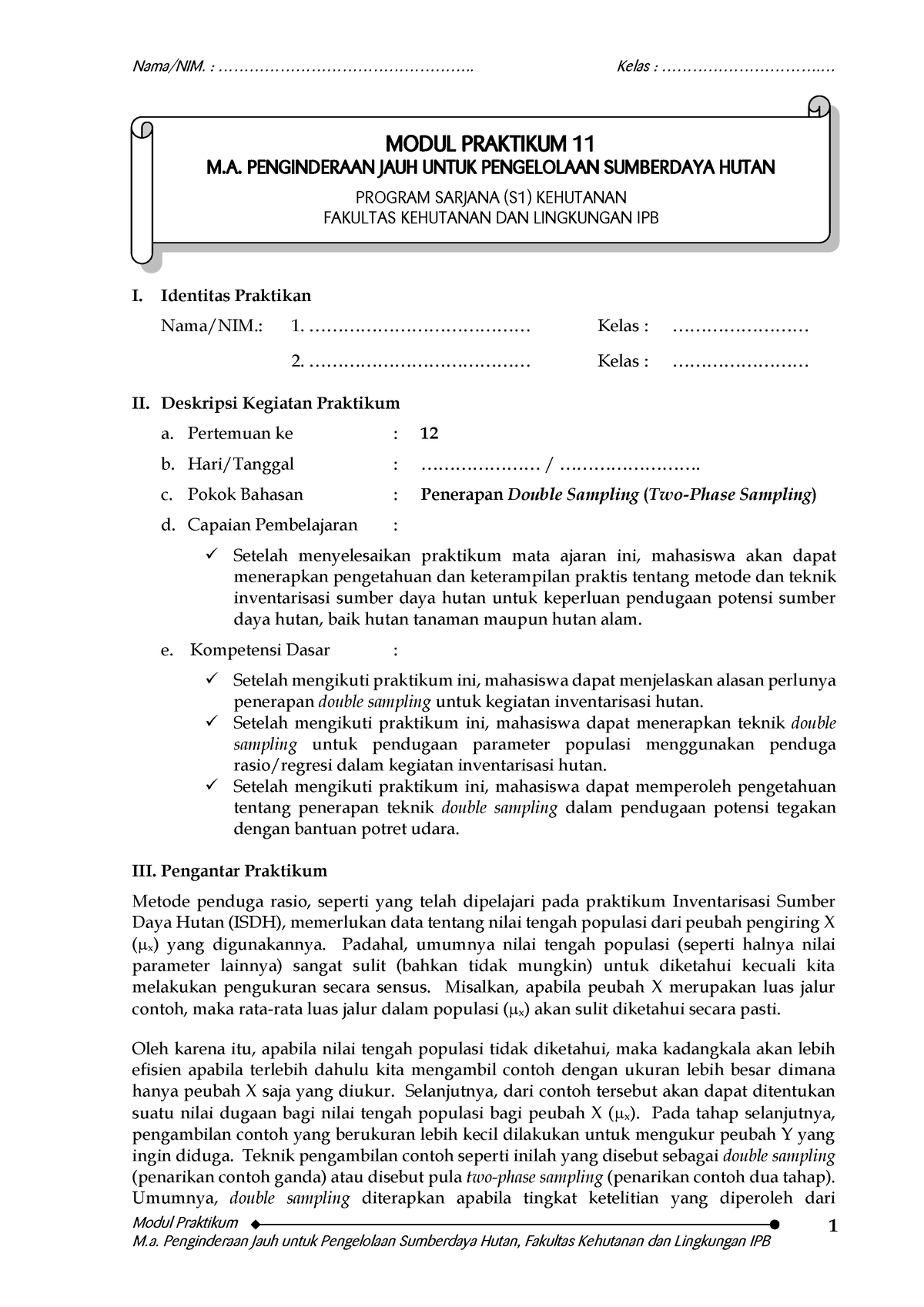 Modul 11 Praktikum PJJ Double Sampling - Modul Praktikum ####### 1 I ...