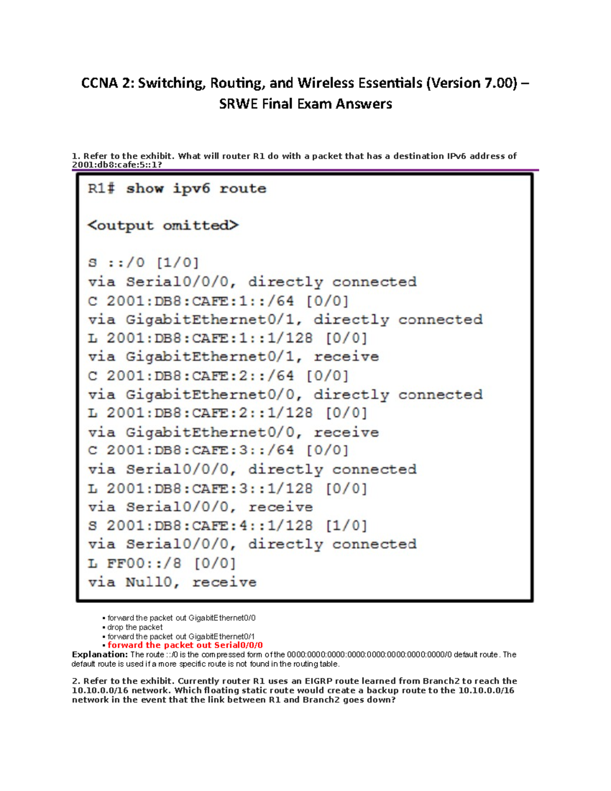 ▷ CCNA2 SRWE  Exame Final Respostas » CCNA 200-301 v7