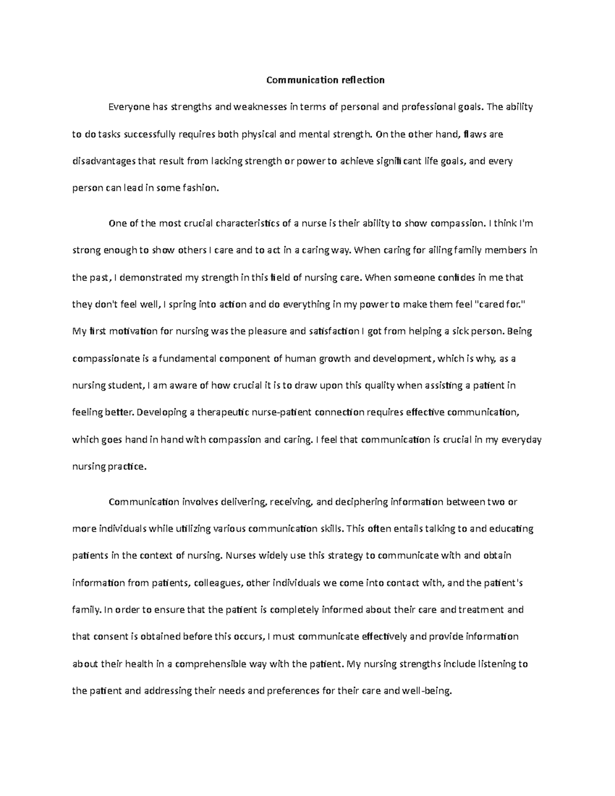 Communication relfection - Communication reflection Everyone has ...