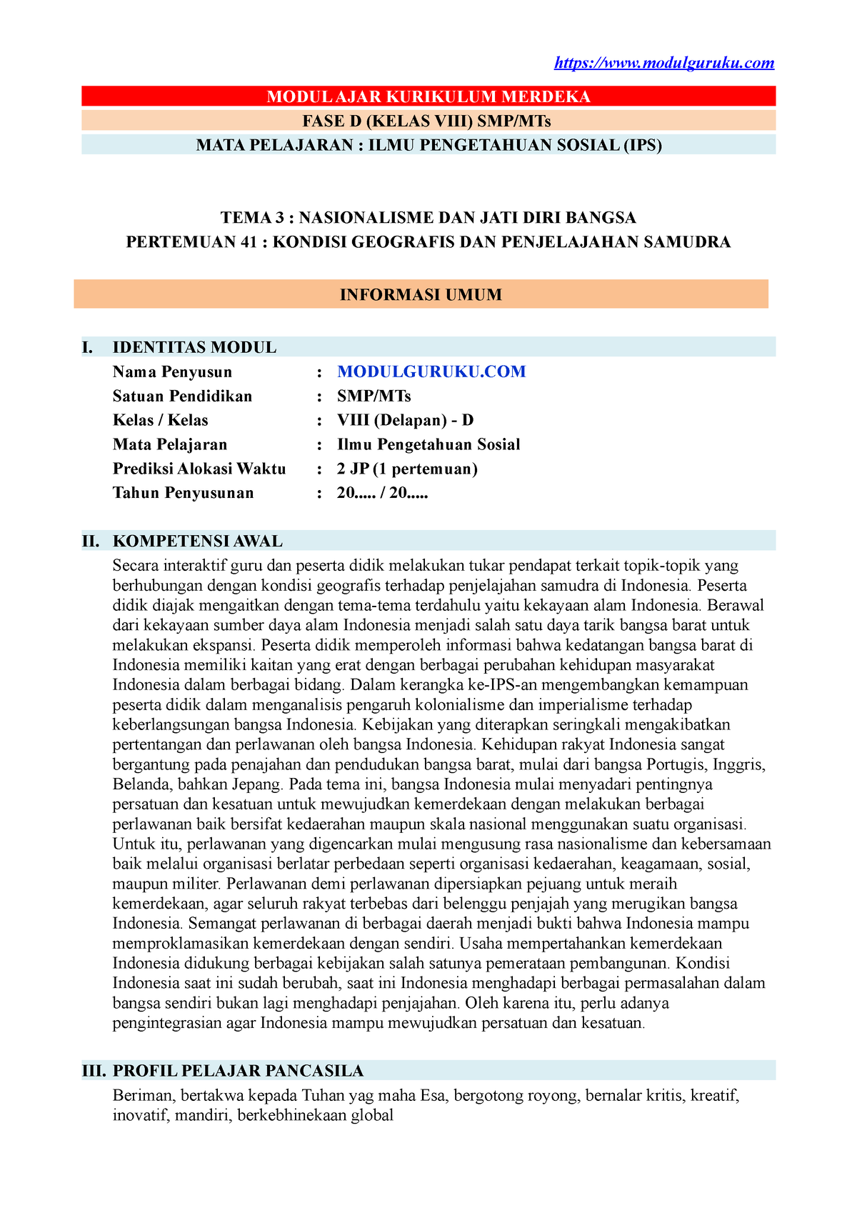 Modul Ajar IPS Kelas 8 SMP Fase D - MODUL AJAR KURIKULUM MERDEKA FASE D ...