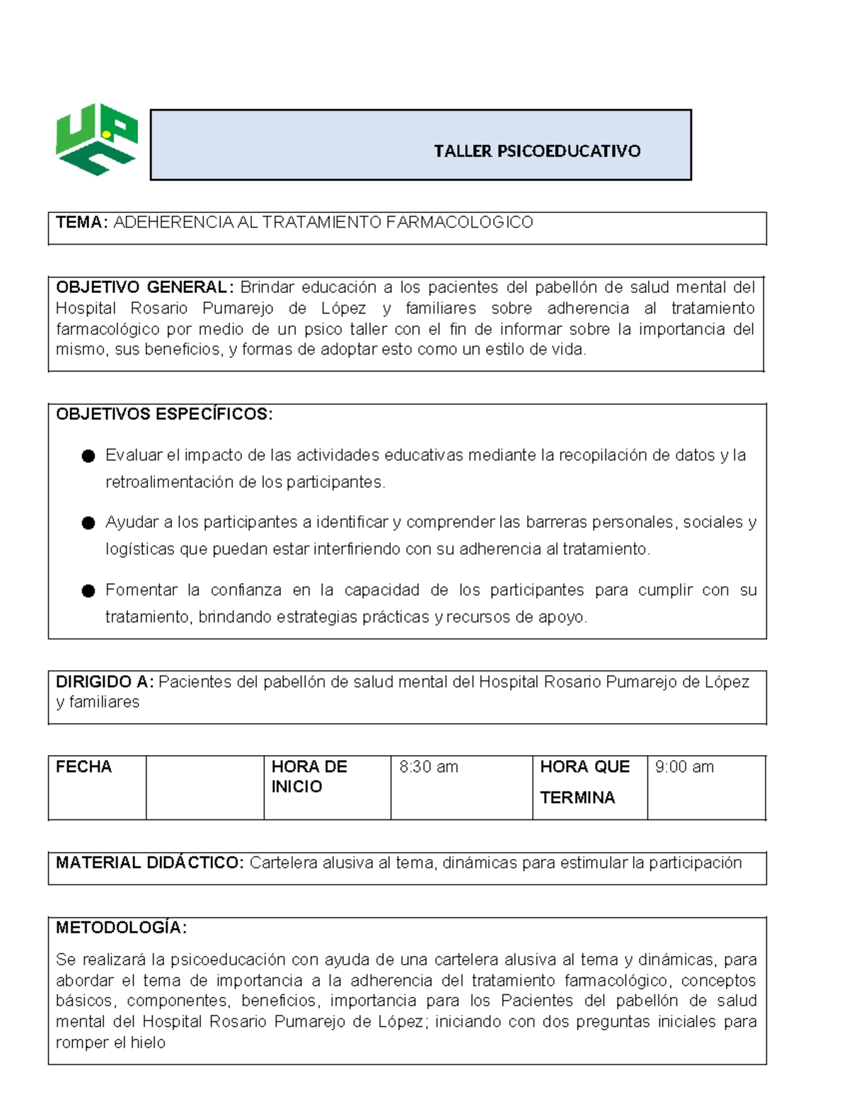 Psicotaller Importancia De La Adherencia Al Tratamiento Farmacologico Tema Adeherencia Al