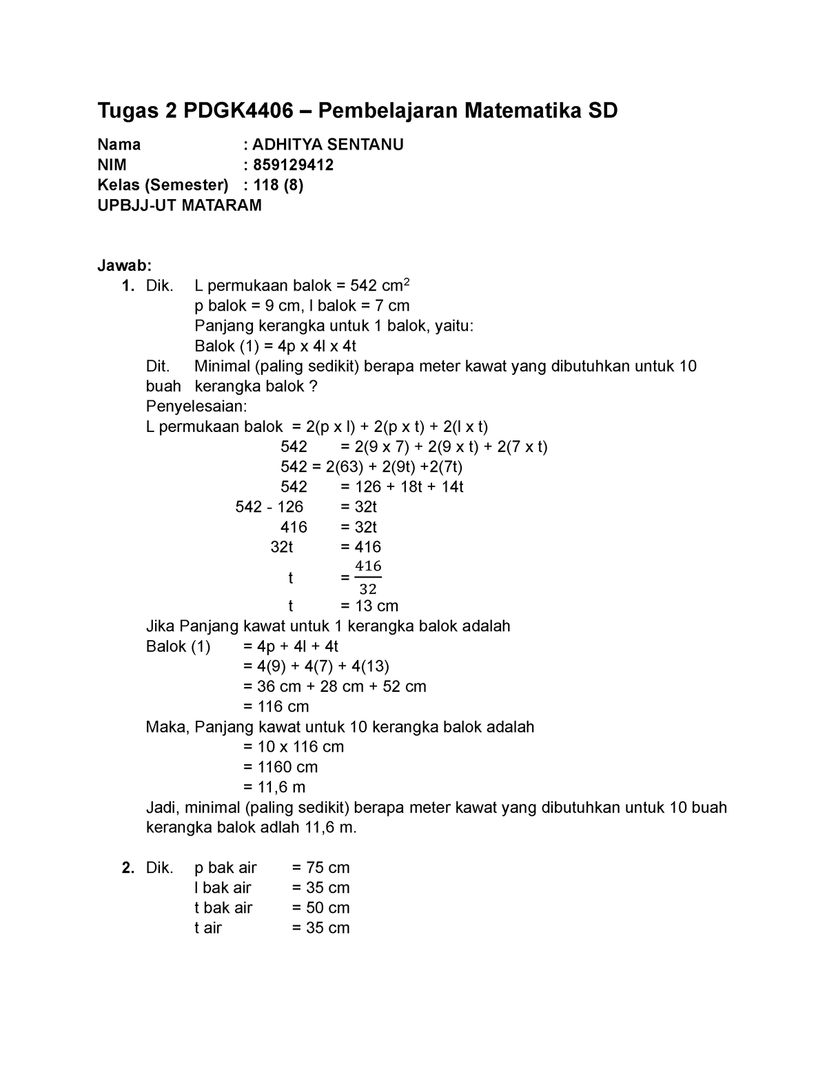 TT2 PDGK4406 Adhitya Sentanu - Tugas 2 PDGK4406 – Pembelajaran ...