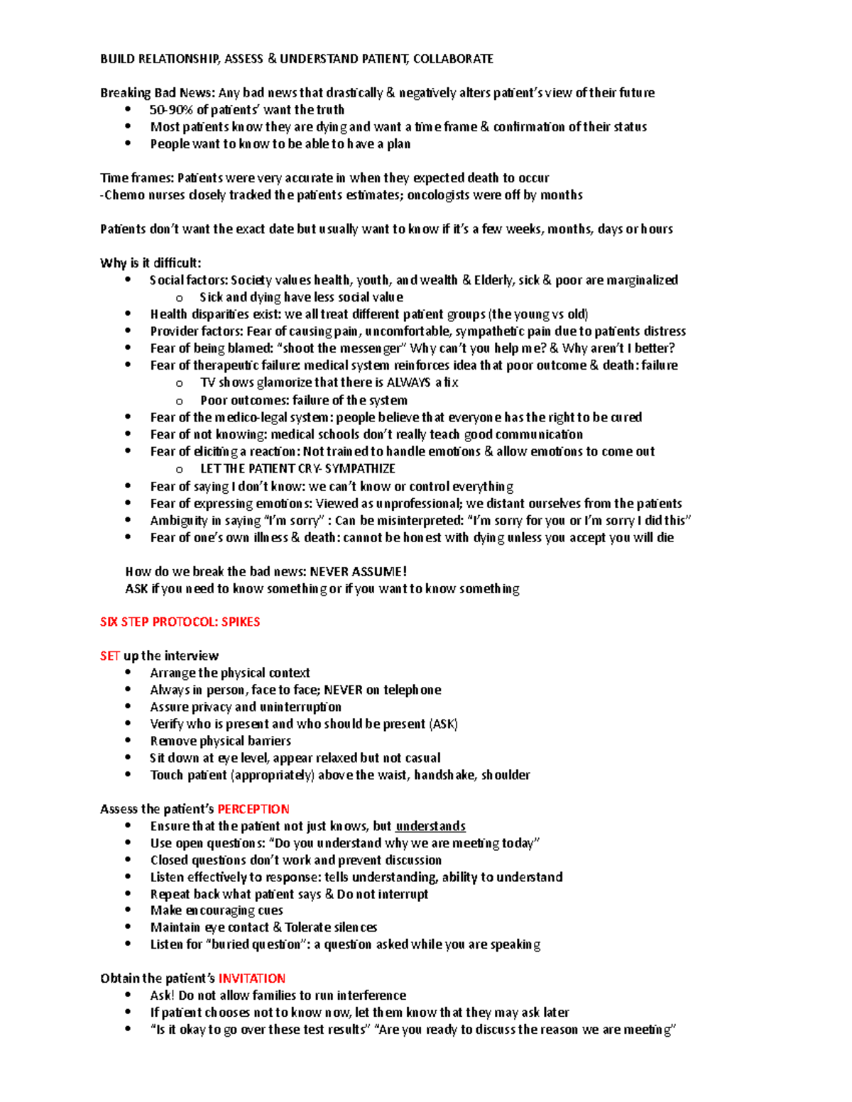 Final outline for Behavorial Medicine - BUILD RELATIONSHIP, ASSESS ...